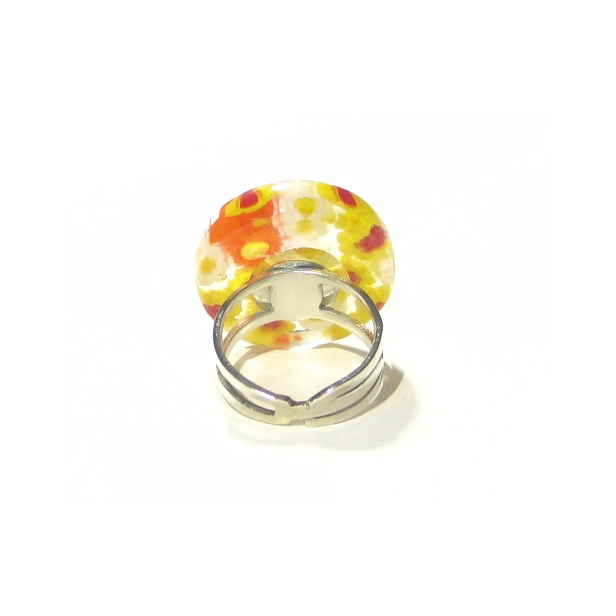 Murano Glass Yellow and White Large Millefiori Ring