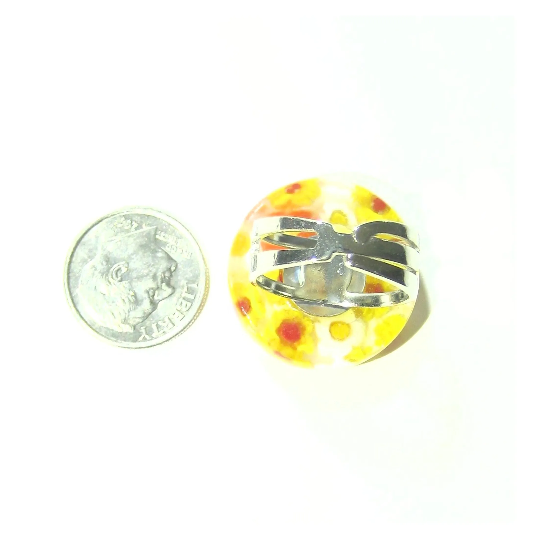 Murano Glass Yellow and White Large Millefiori Ring