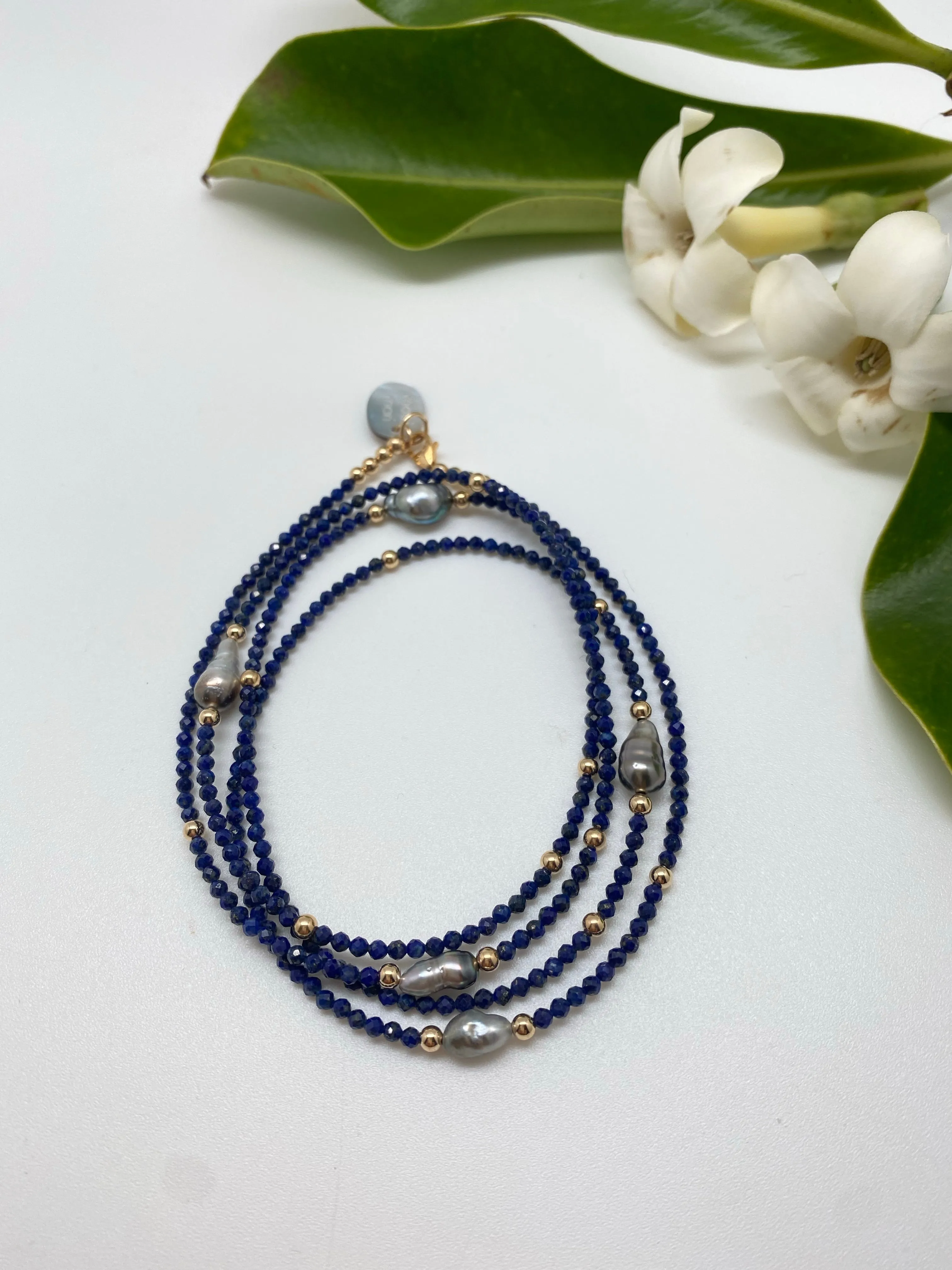 N  long  5 Keshi beads