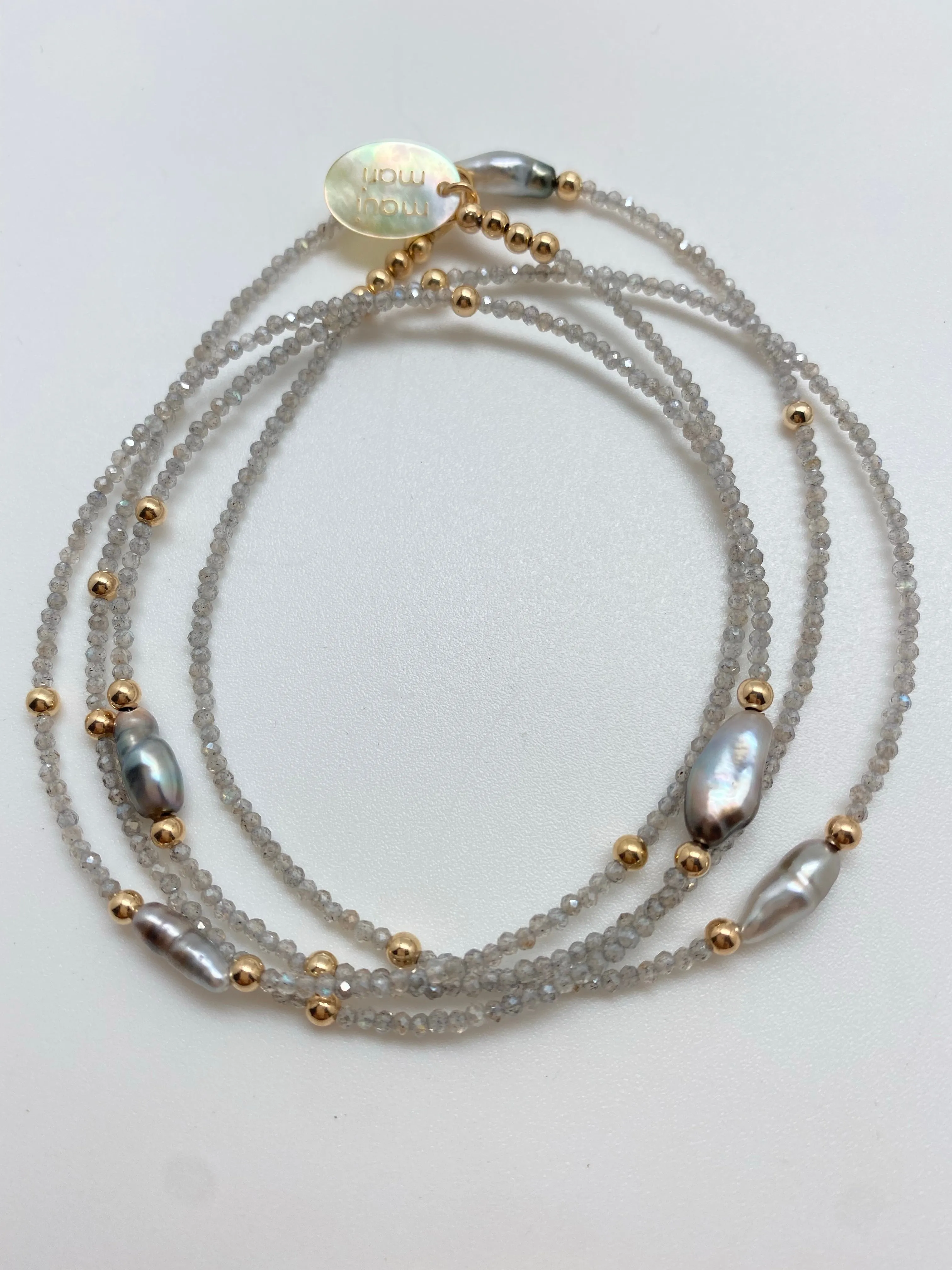 N  long  5 Keshi beads