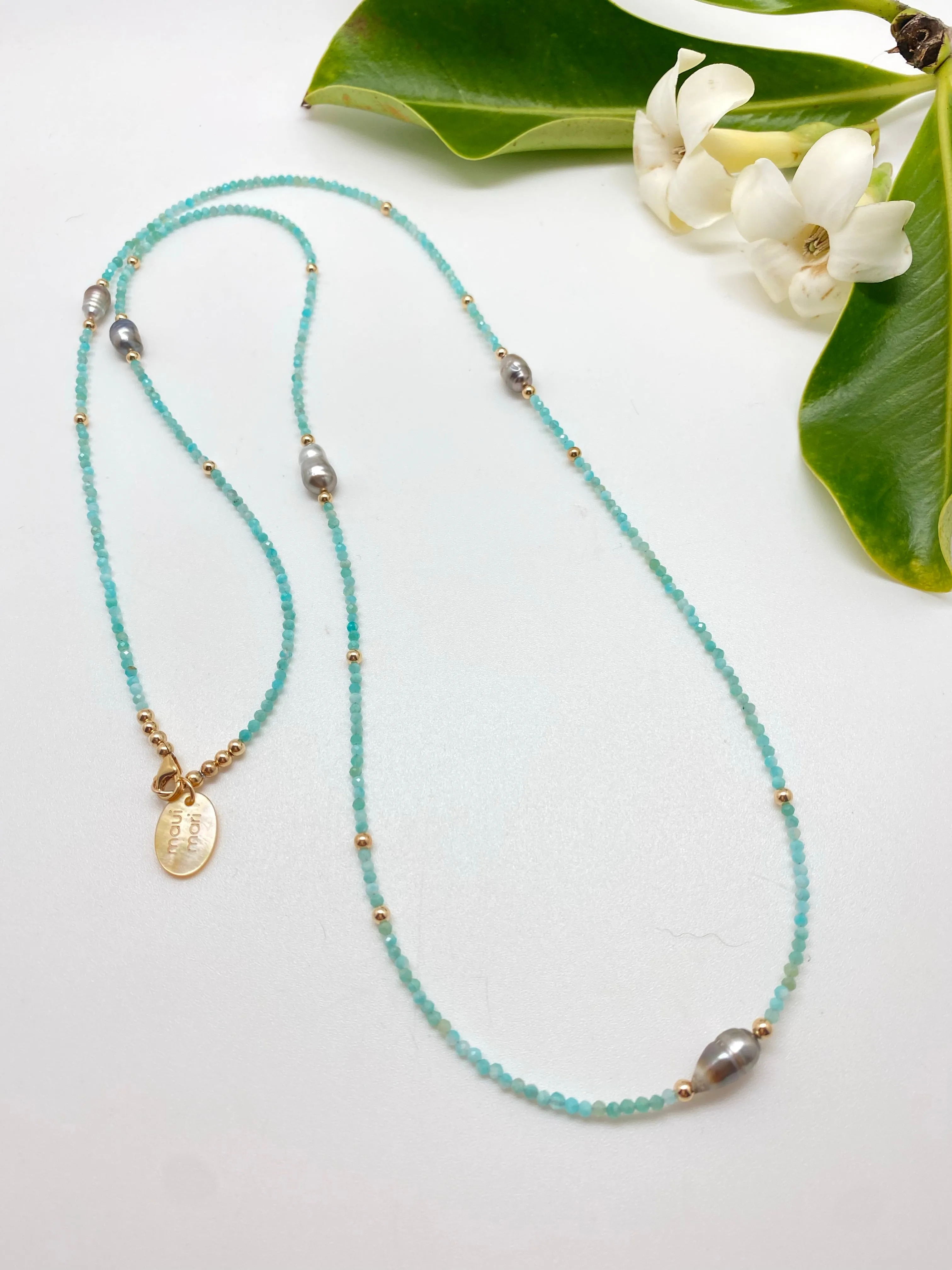 N  long  5 Keshi beads