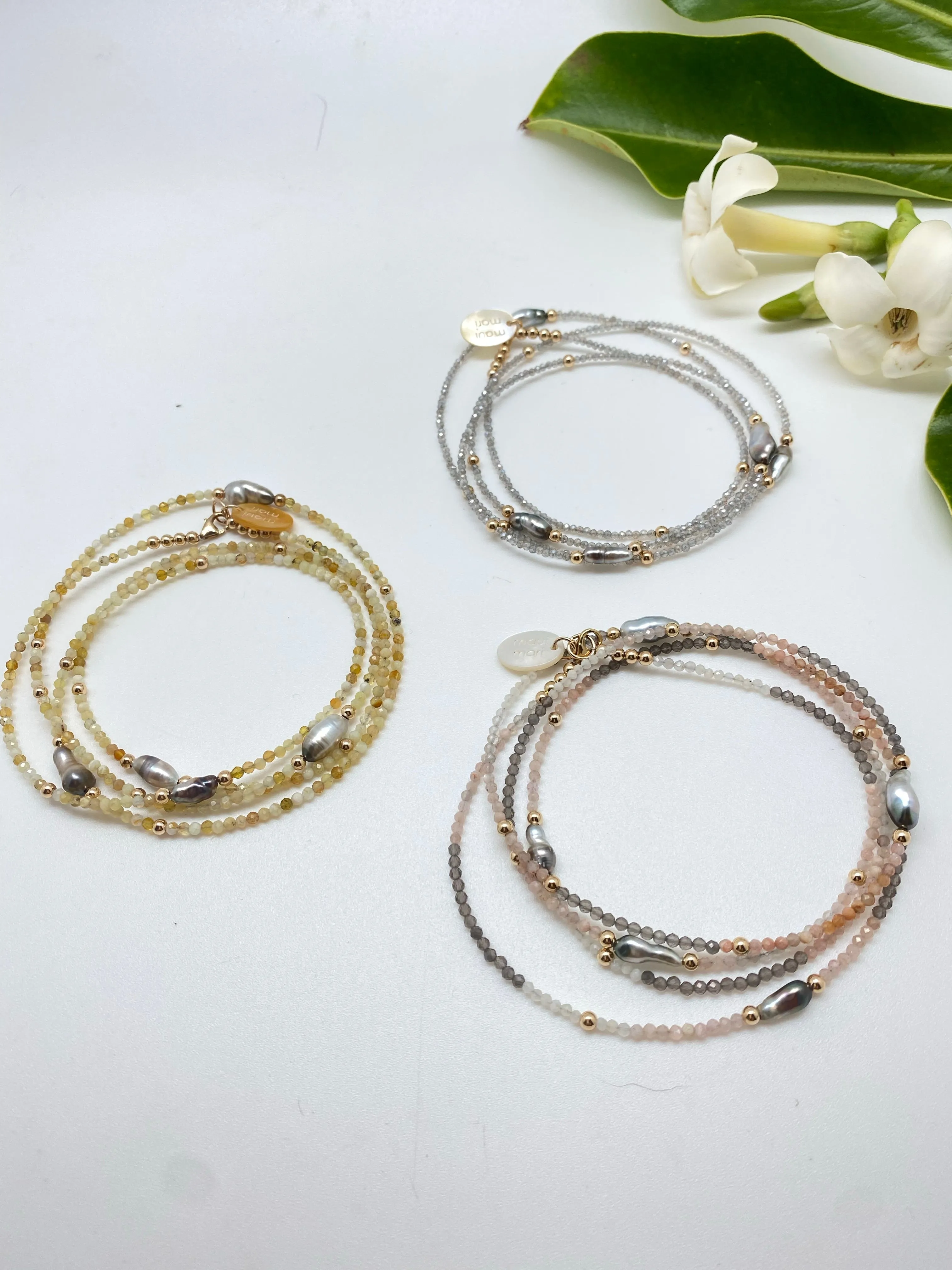 N  long  5 Keshi beads