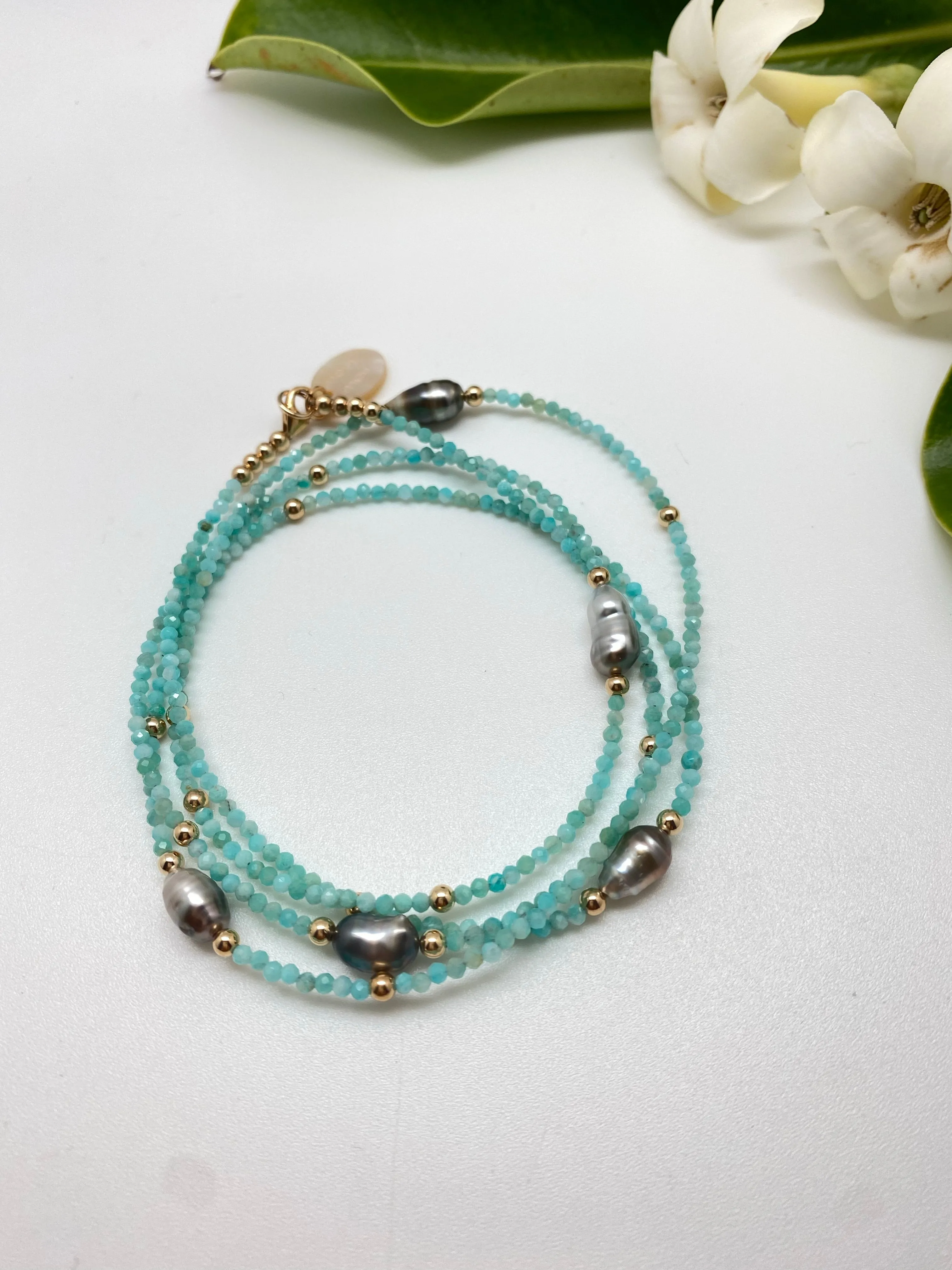 N  long  5 Keshi beads