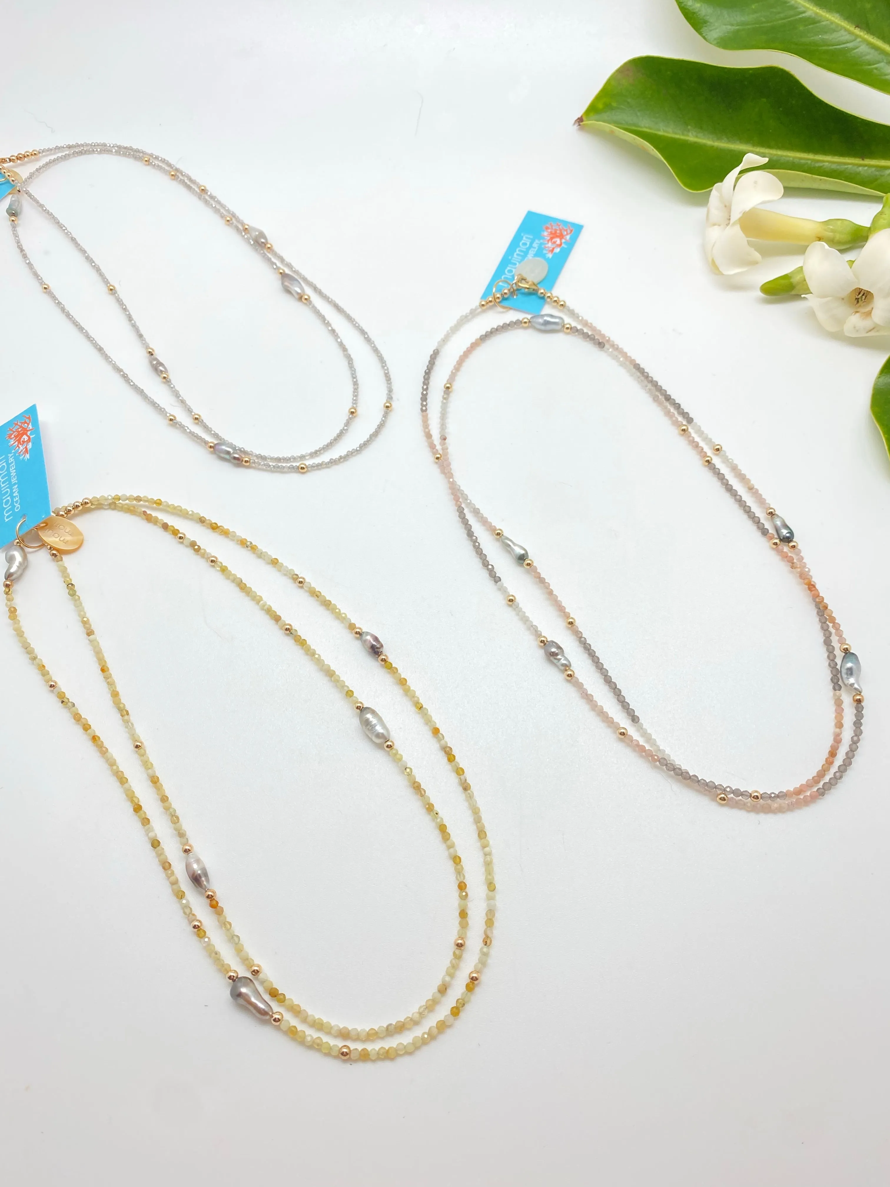 N  long  5 Keshi beads