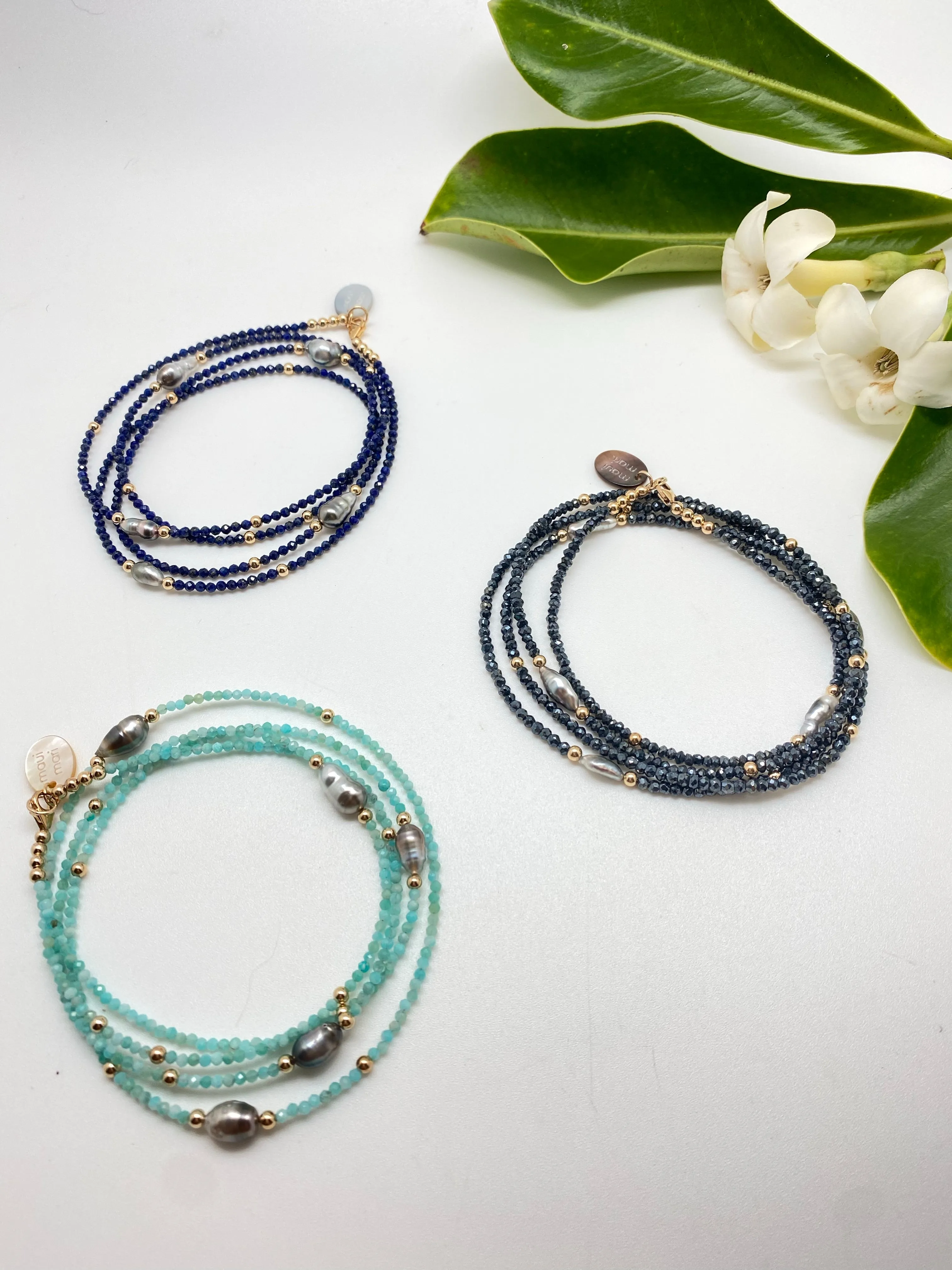 N  long  5 Keshi beads