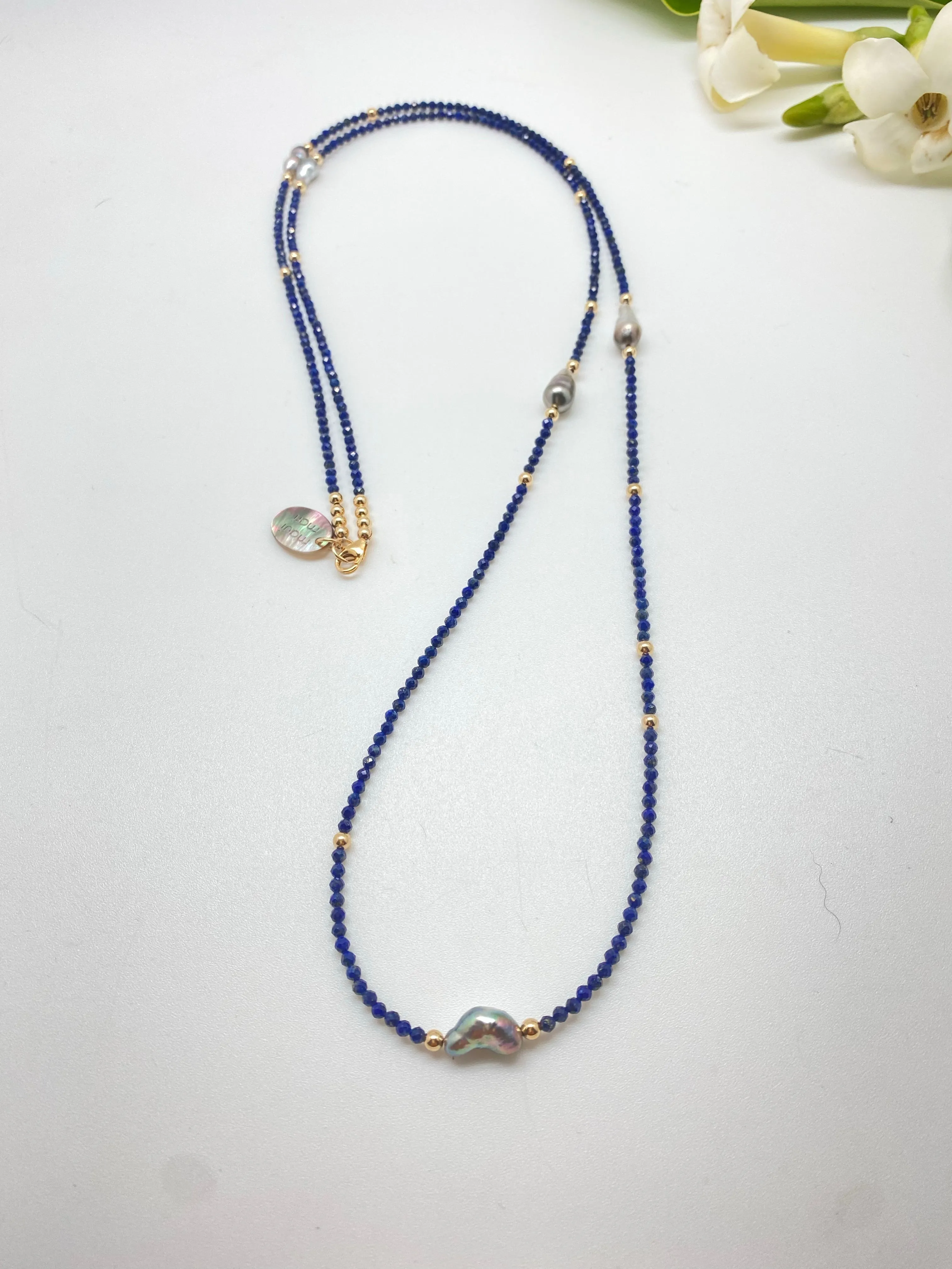 N  long  5 Keshi beads