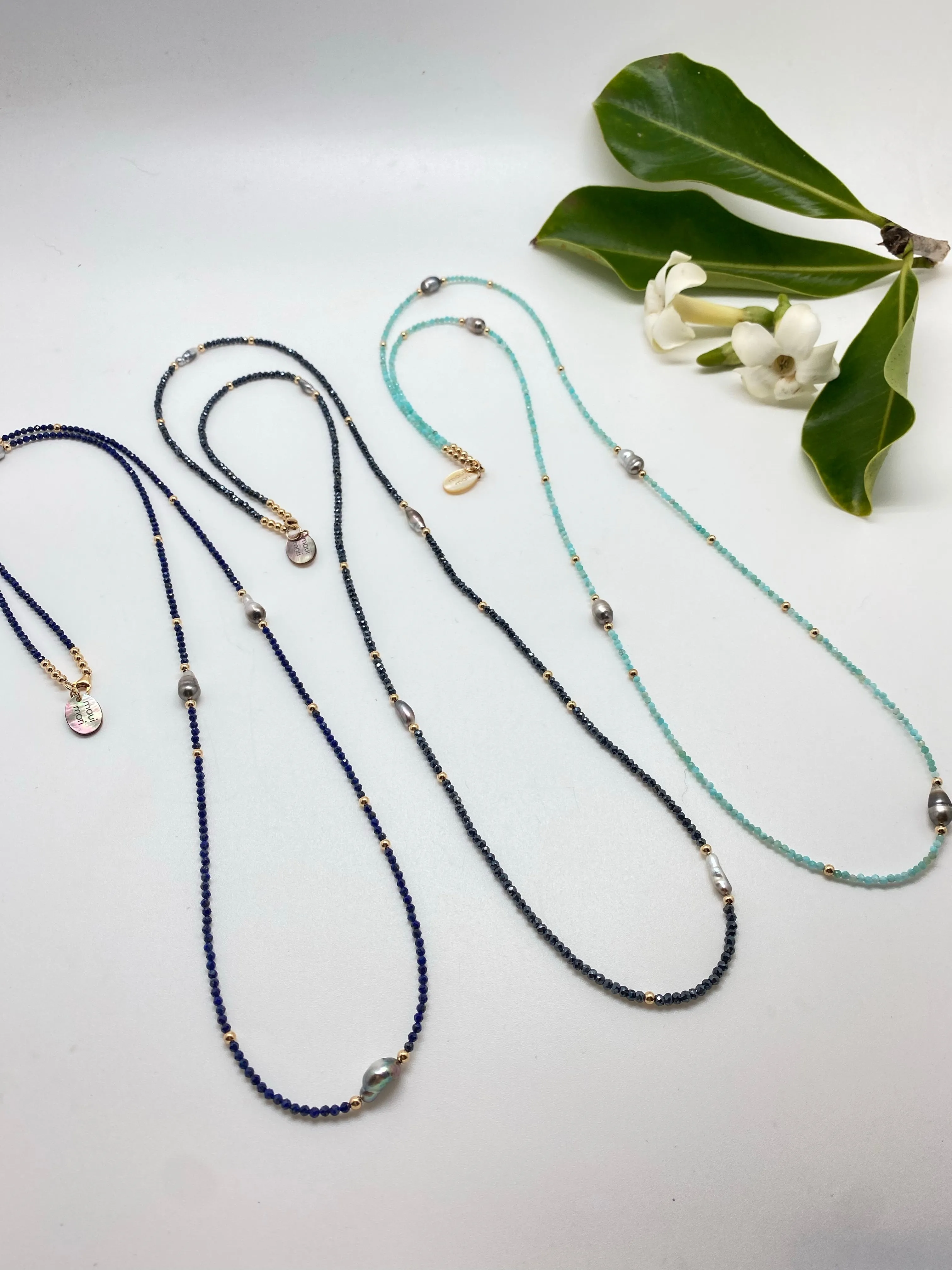 N  long  5 Keshi beads