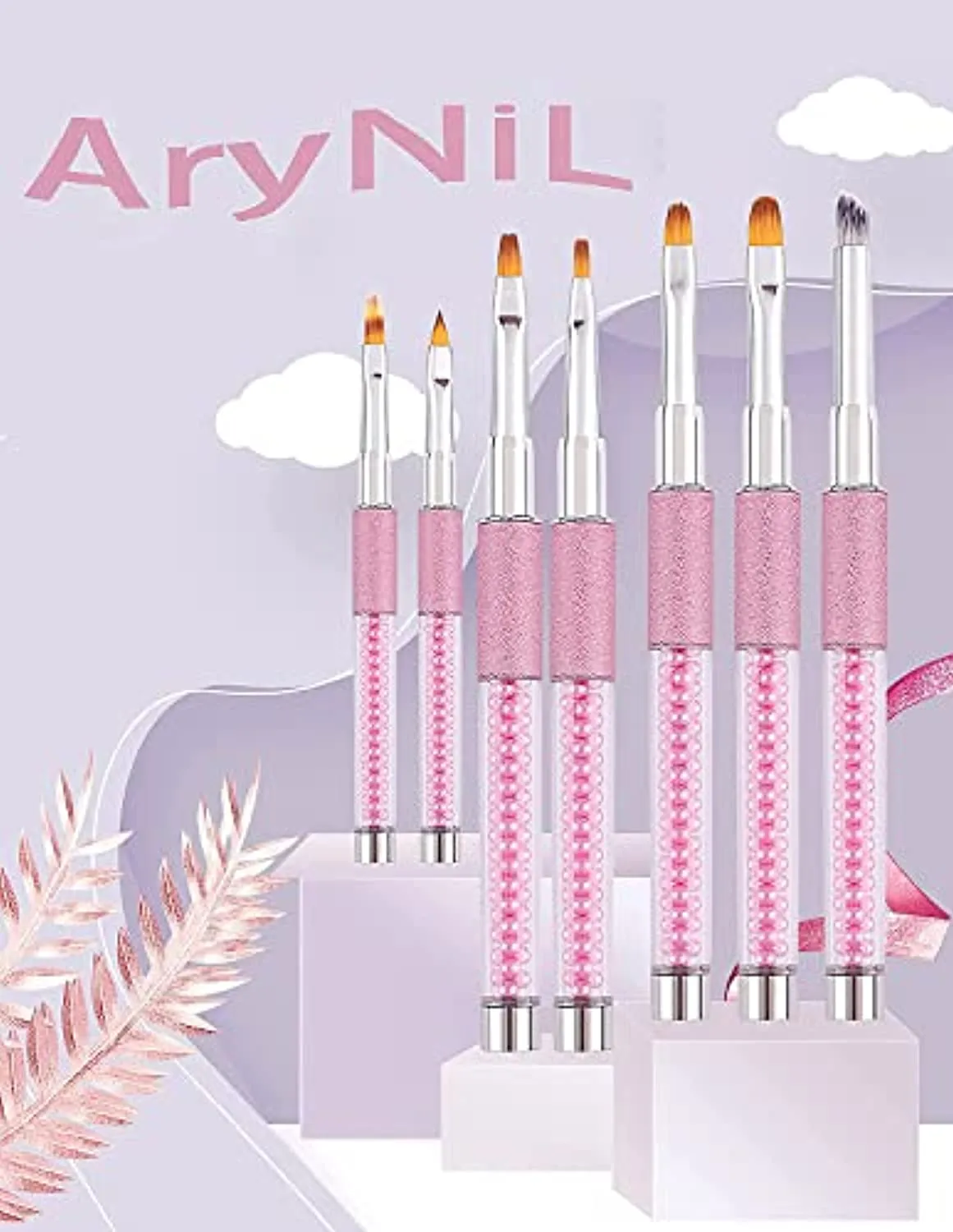 Nail Art Brushes Set - 10PCS Kolinsky Sable Hair Professional Nail Design Brushes Set with Nail Liner Brush, Nail Entension Gel Nail Brushes and Nail Painting Brush for Gel Nail Design Nail Art Tools