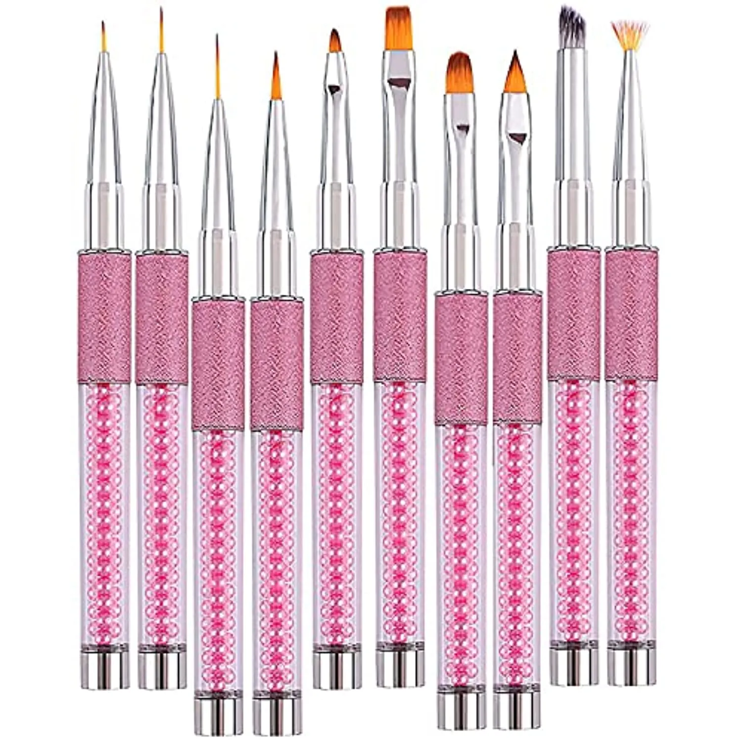 Nail Art Brushes Set - 10PCS Kolinsky Sable Hair Professional Nail Design Brushes Set with Nail Liner Brush, Nail Entension Gel Nail Brushes and Nail Painting Brush for Gel Nail Design Nail Art Tools