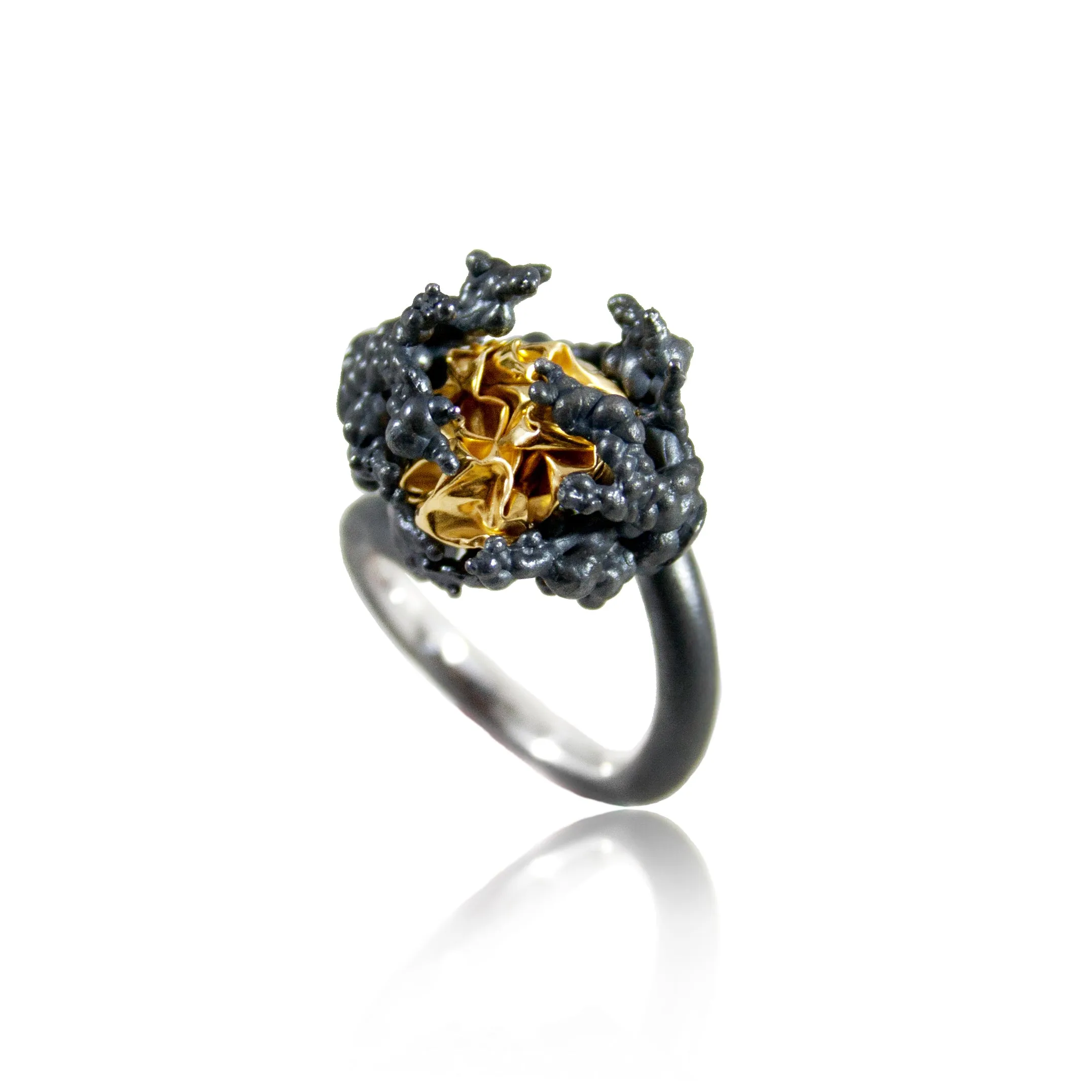 Naphtha Tall Ring Black & Gold