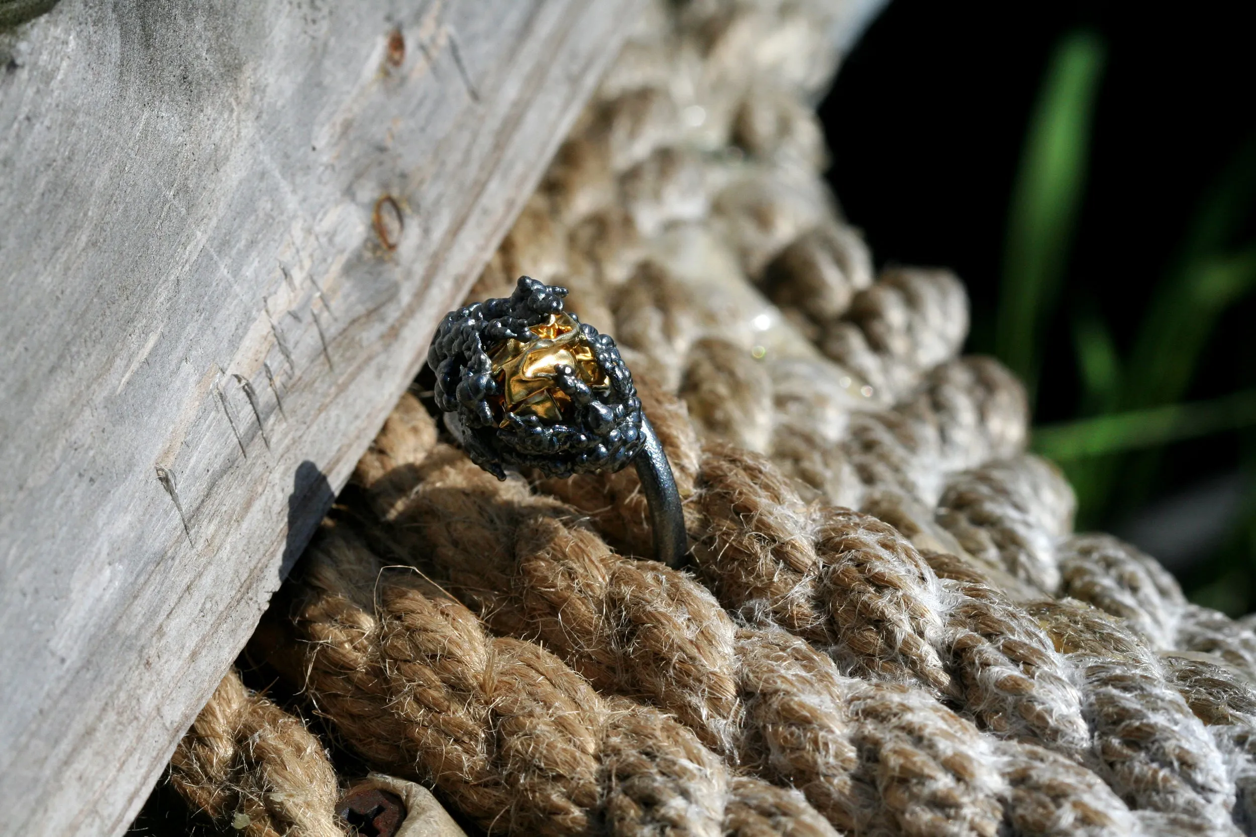 Naphtha Tall Ring Black & Gold