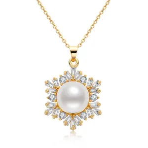 Natural Freshwater Pearl Snowflake Necklace