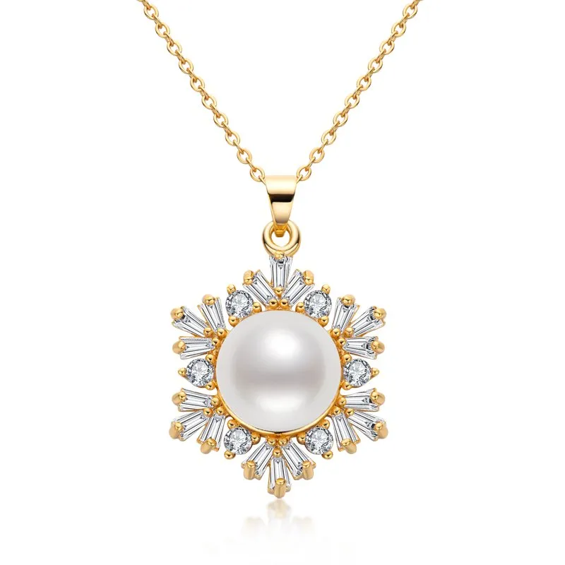 Natural Freshwater Pearl Snowflake Necklace