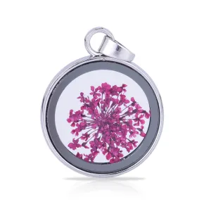 Natural Real Dried Flower Locket Round Glass Locket Pendant,Pressed Flowers for Locket Necklace,Botanical Jewelry 1PCS