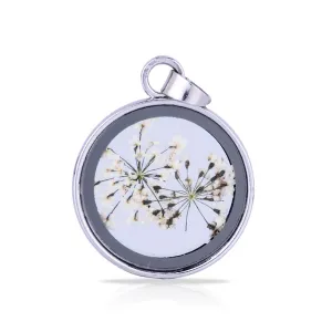 Natural Real Dried Flower Locket Round Glass Locket Pendant,Pressed Flowers for Locket Necklace,Botanical Jewelry 1PCS