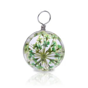 Natural Real Dried Flower Pendant Round Glass Locket Pendant, Real Pressed Flower Glass Dome Pendant Botanical Jewelry 10pcs
