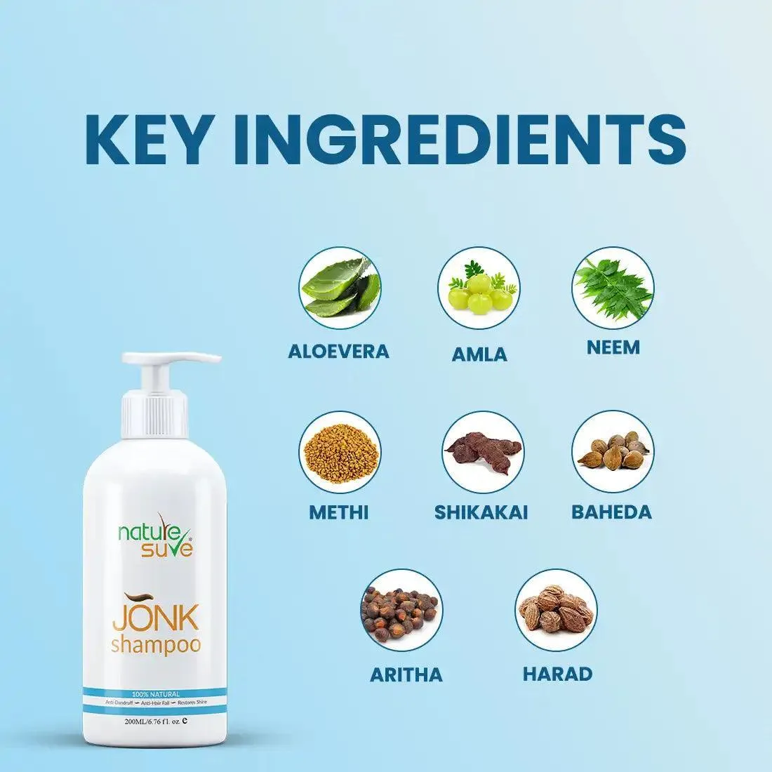Nature Sure Combo - Jonk Tail 150ml and Jonk Shampoo 300ml - 1 Each