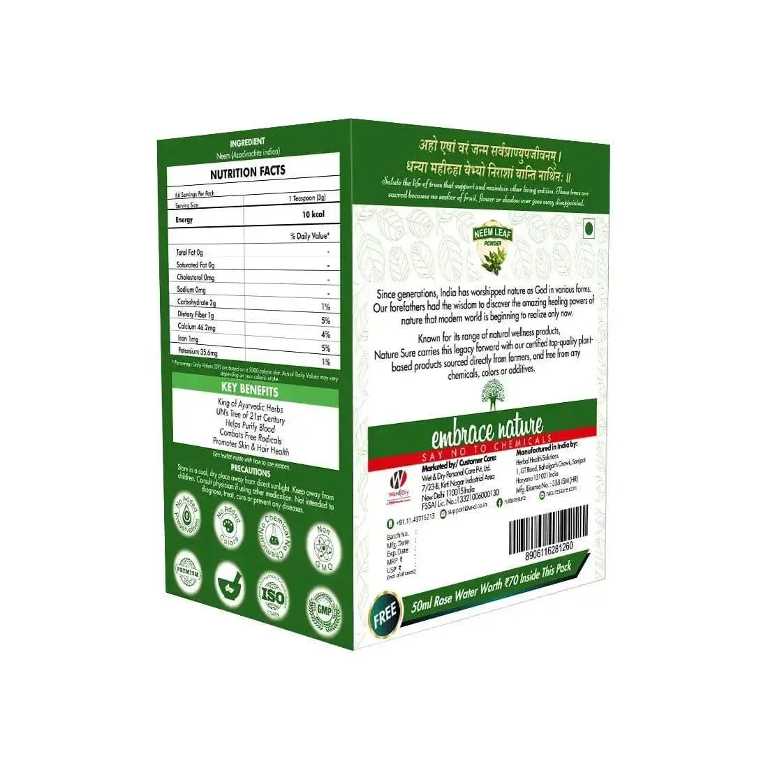 Nature Sure Combo - Neem Margosa Oil 30ml and Neem Leaf Powder 200g