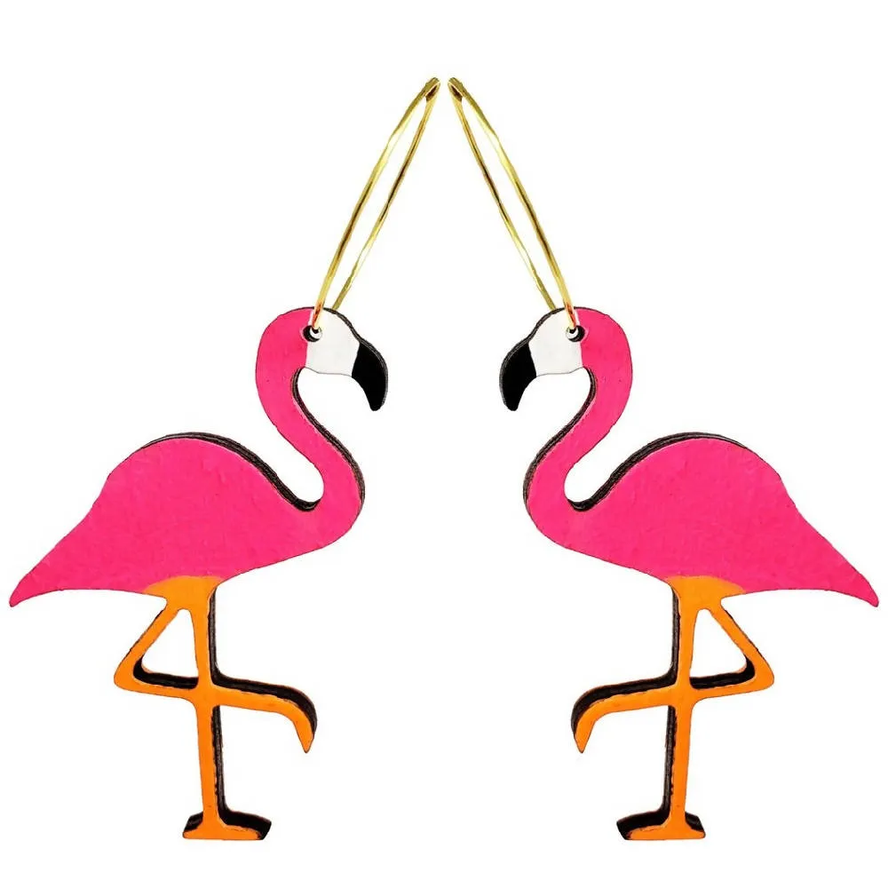 Neon Flamingo Hoops Earrings