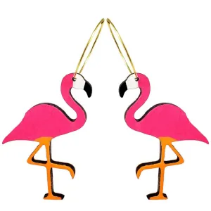 Neon Flamingo Hoops Earrings