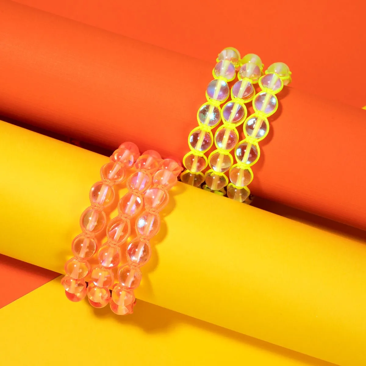 Neon Orange | Rainbow Supernova | Silver | Galaxy Glass Charmballa Bracelet