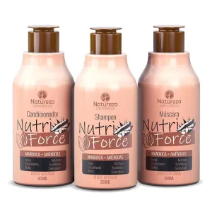 Nutri Force Home Care Cassava Almond Maintenance 3x300ml Natureza Cosmetics