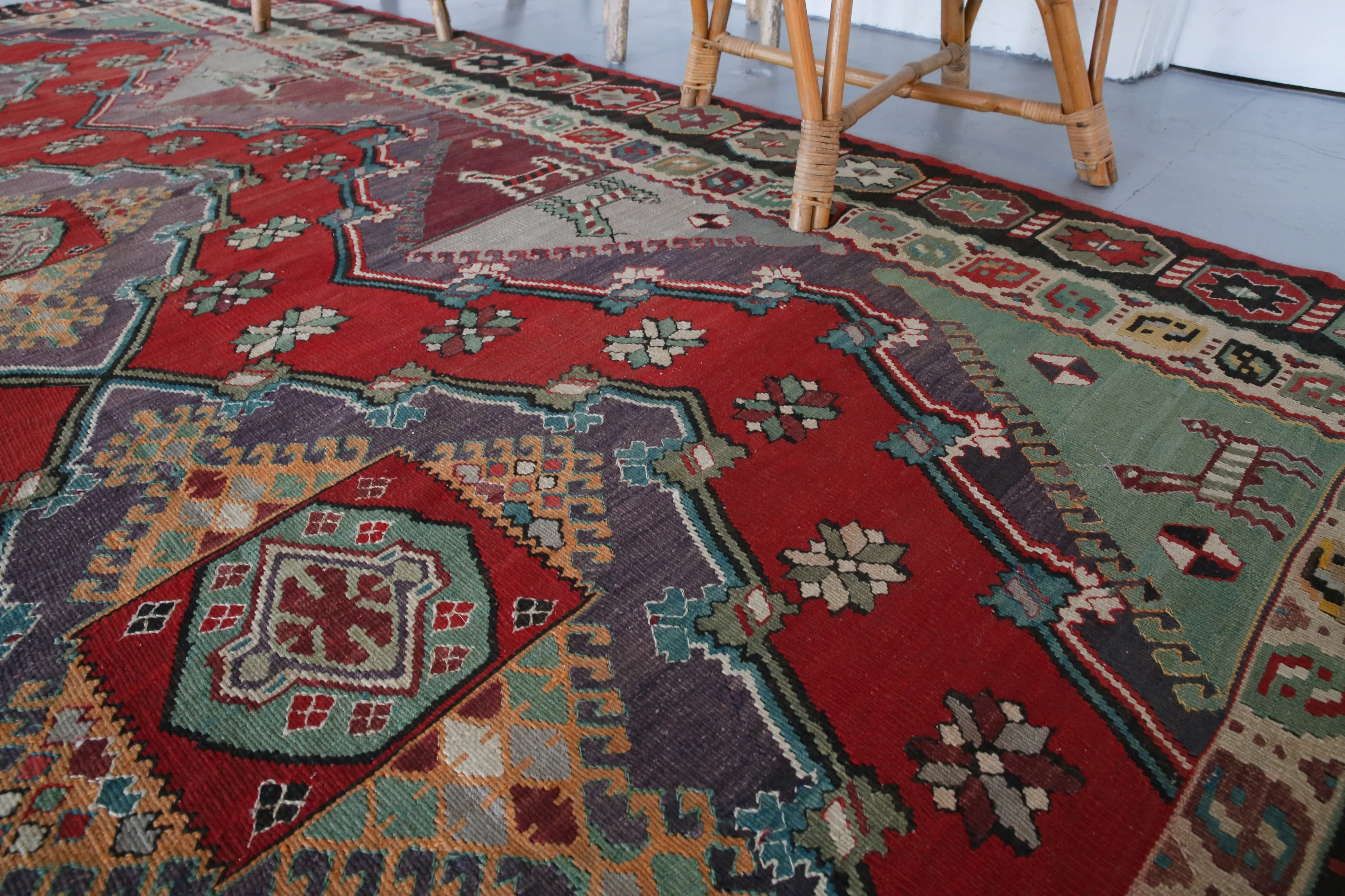 Old Adana Yörük Kilim 7xftx10.2ft