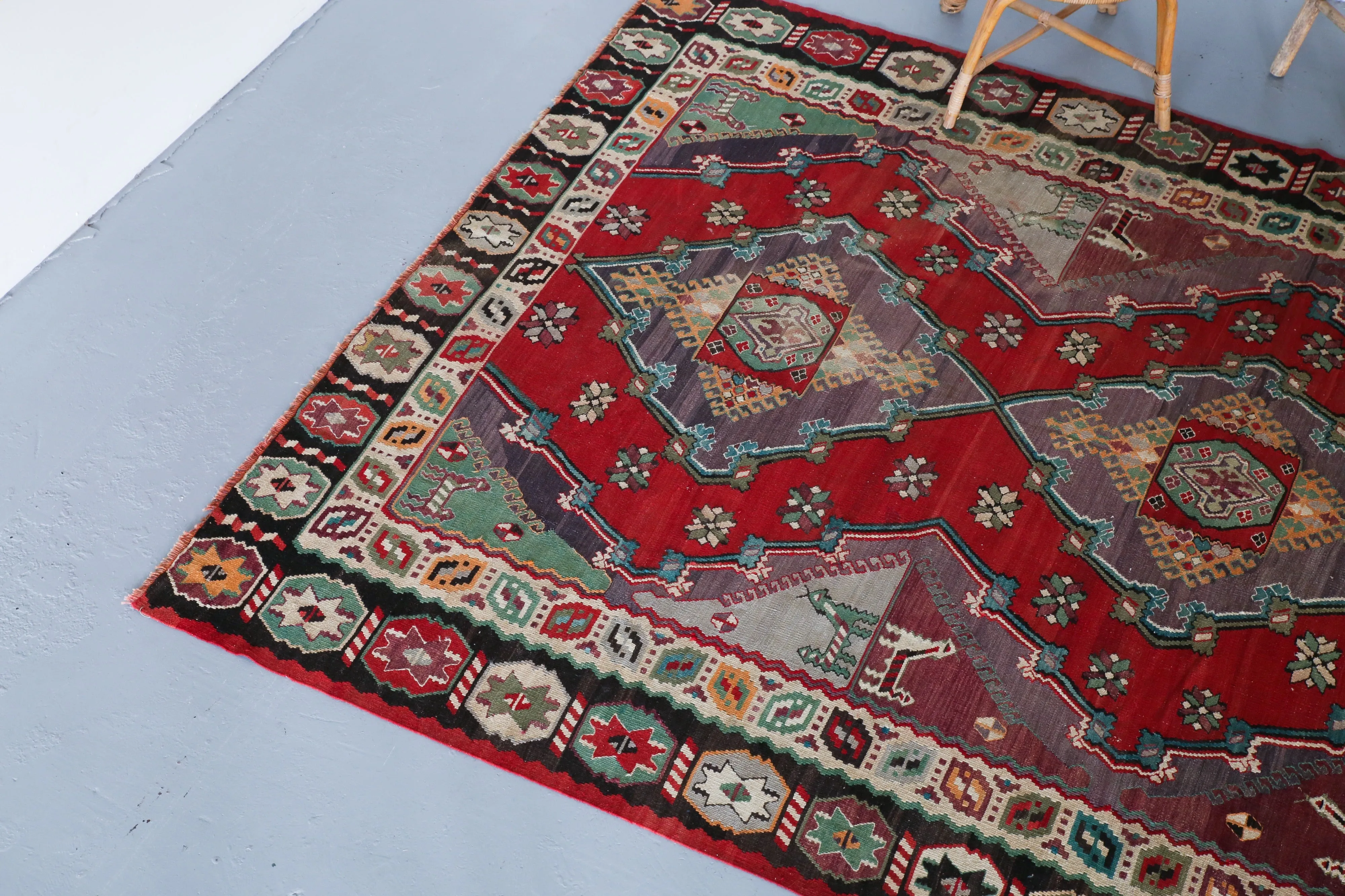 Old Adana Yörük Kilim 7xftx10.2ft