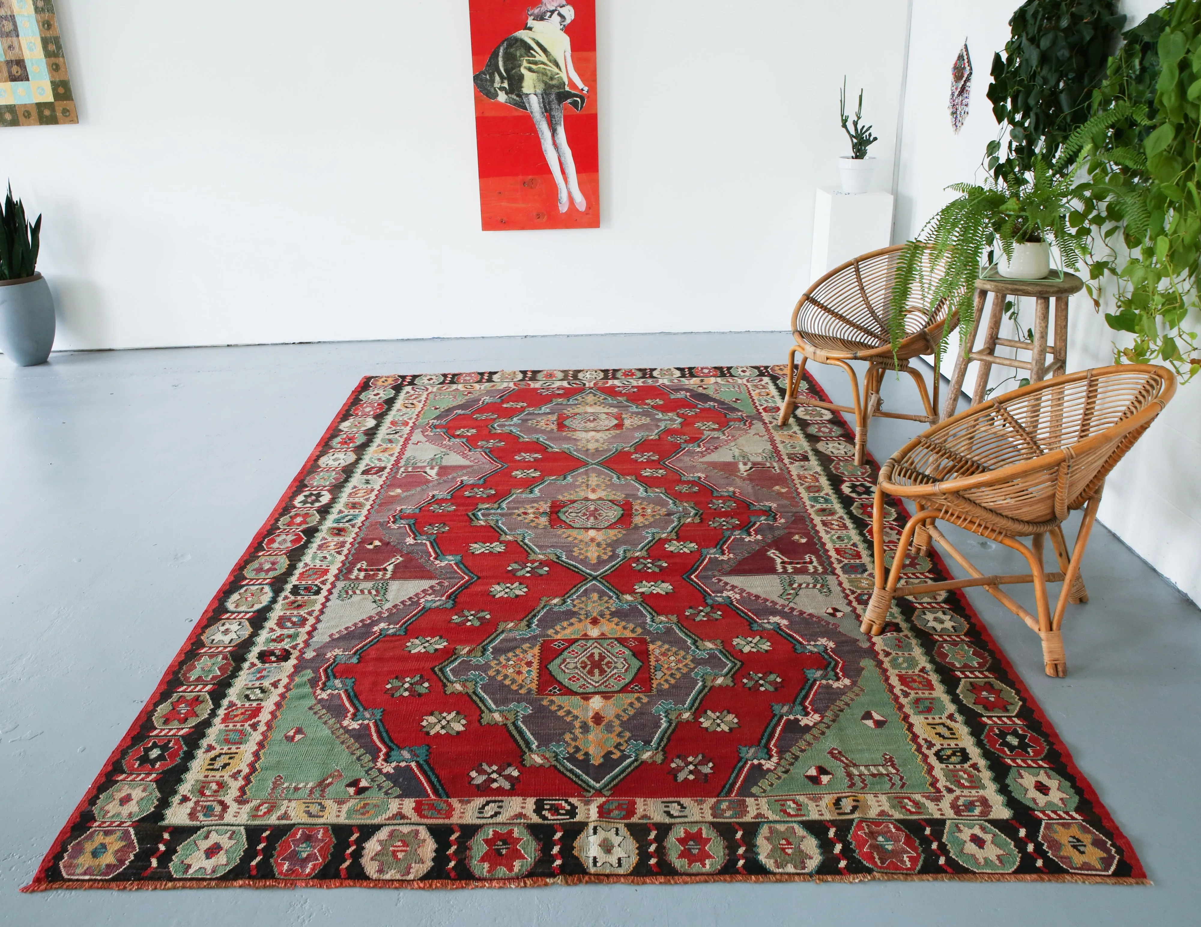 Old Adana Yörük Kilim 7xftx10.2ft