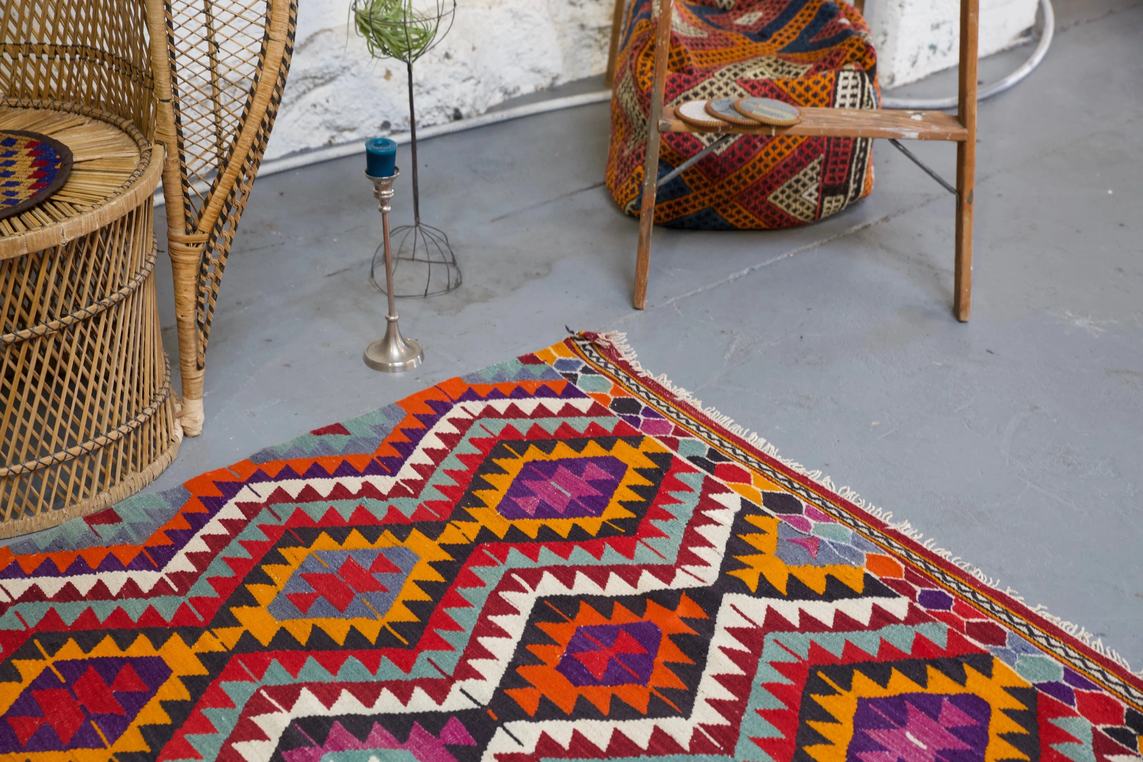 Old Denizli Cal Kilim 4ftx5.4ft