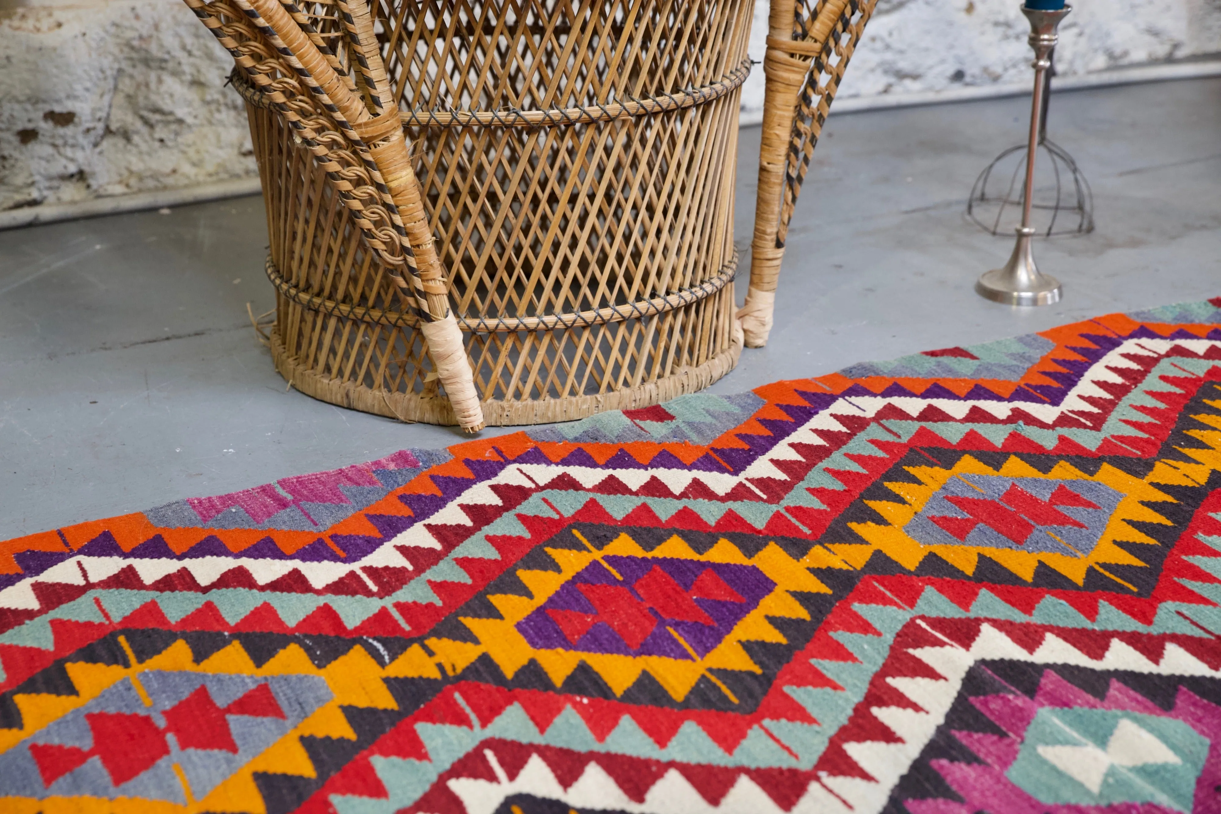Old Denizli Cal Kilim 4ftx5.4ft