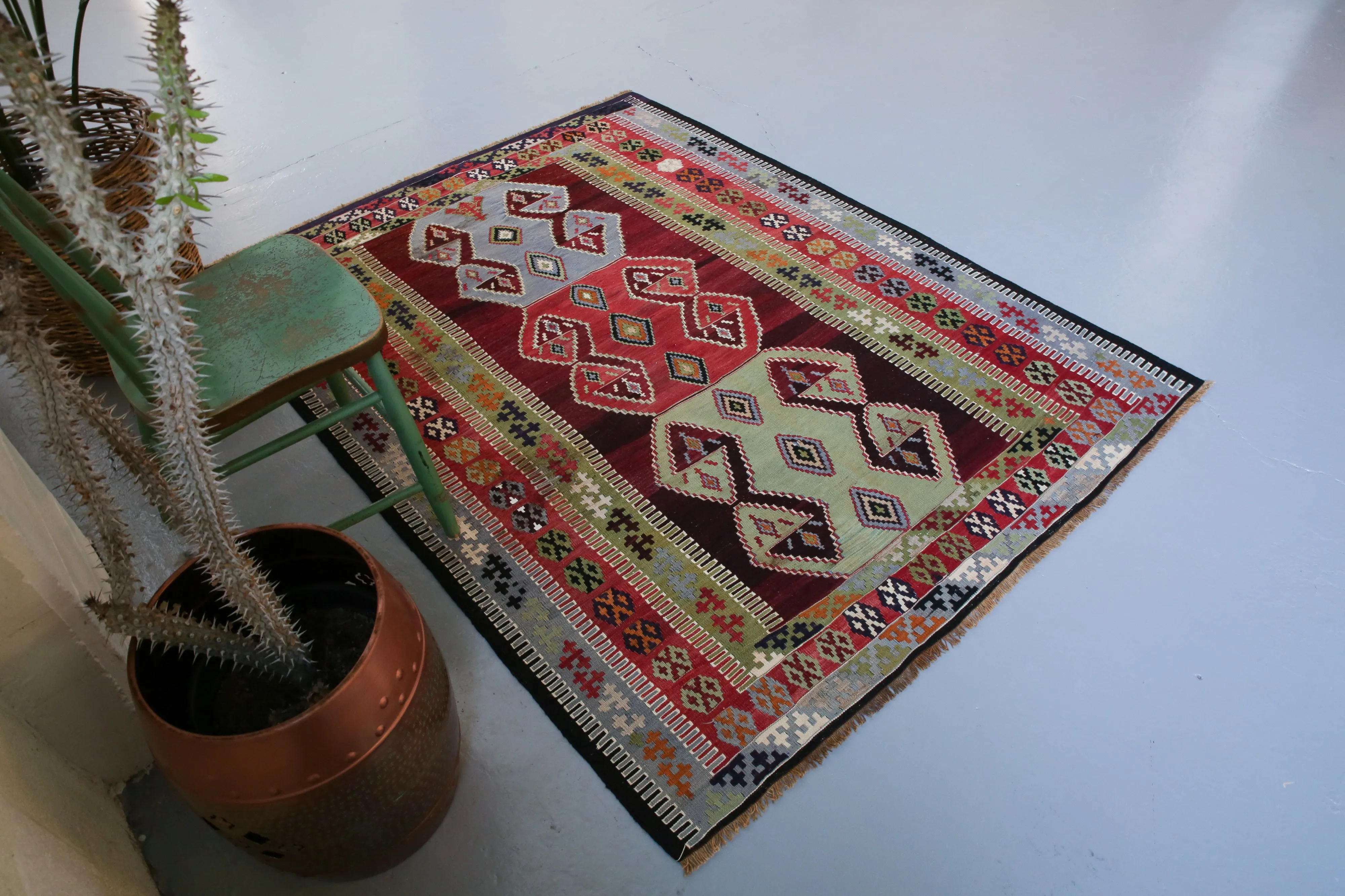 Old Konya Obruk Kilim 4.9ftx6.3ft