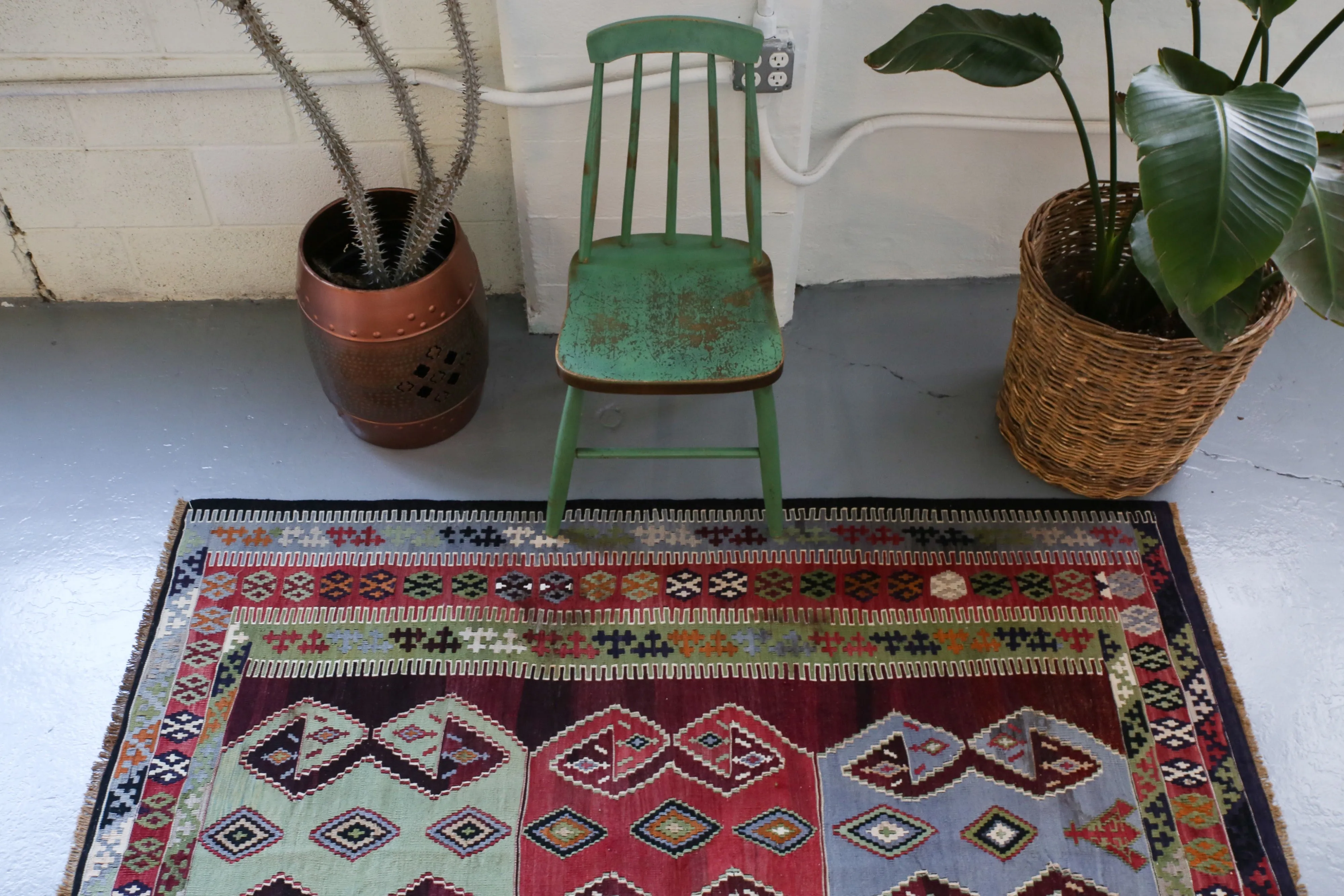 Old Konya Obruk Kilim 4.9ftx6.3ft