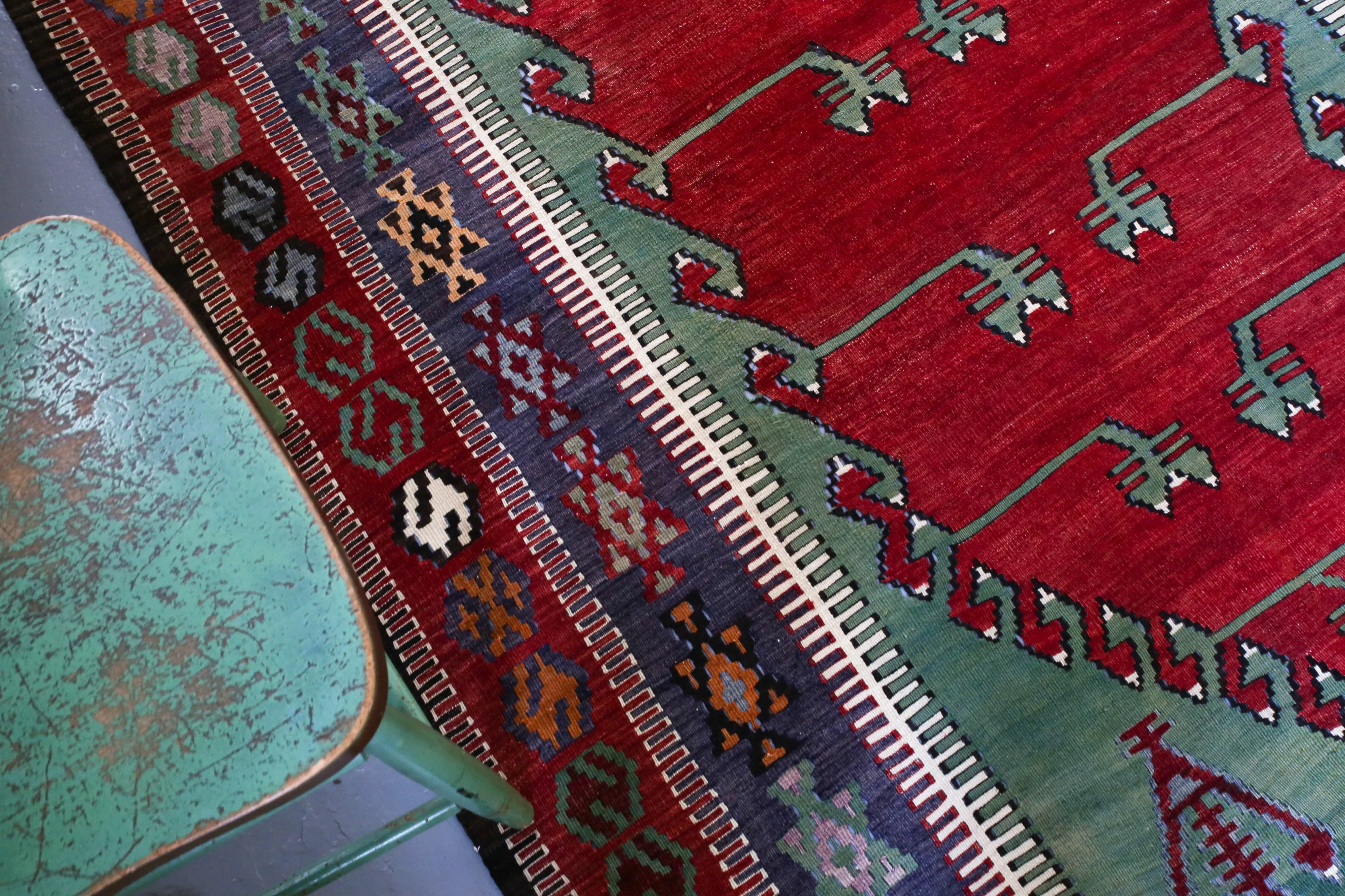 Old Konya Obruk Kilim 5ftx6.8ft