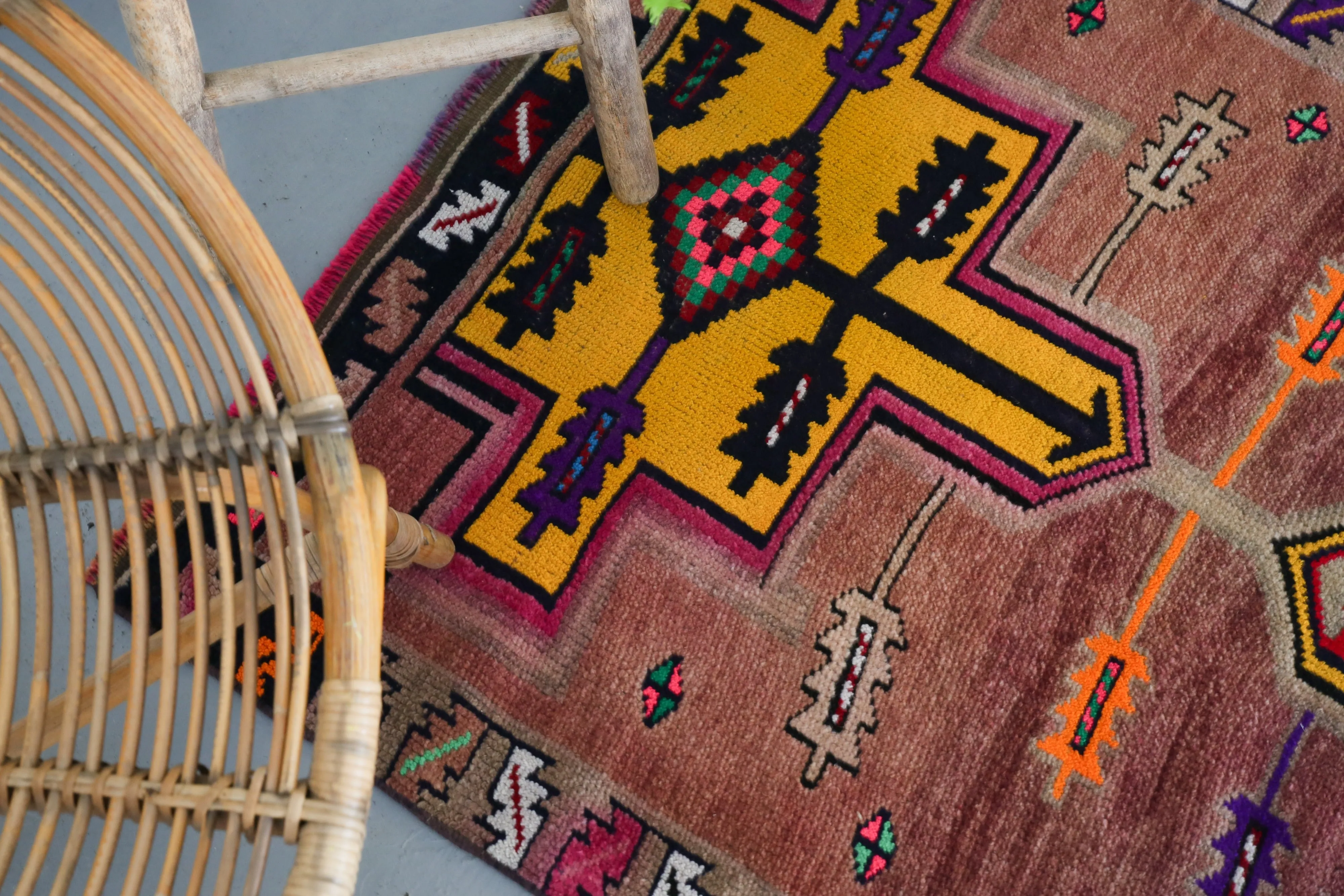 Old Kurdish Herki Runner 3ftx10.6ft