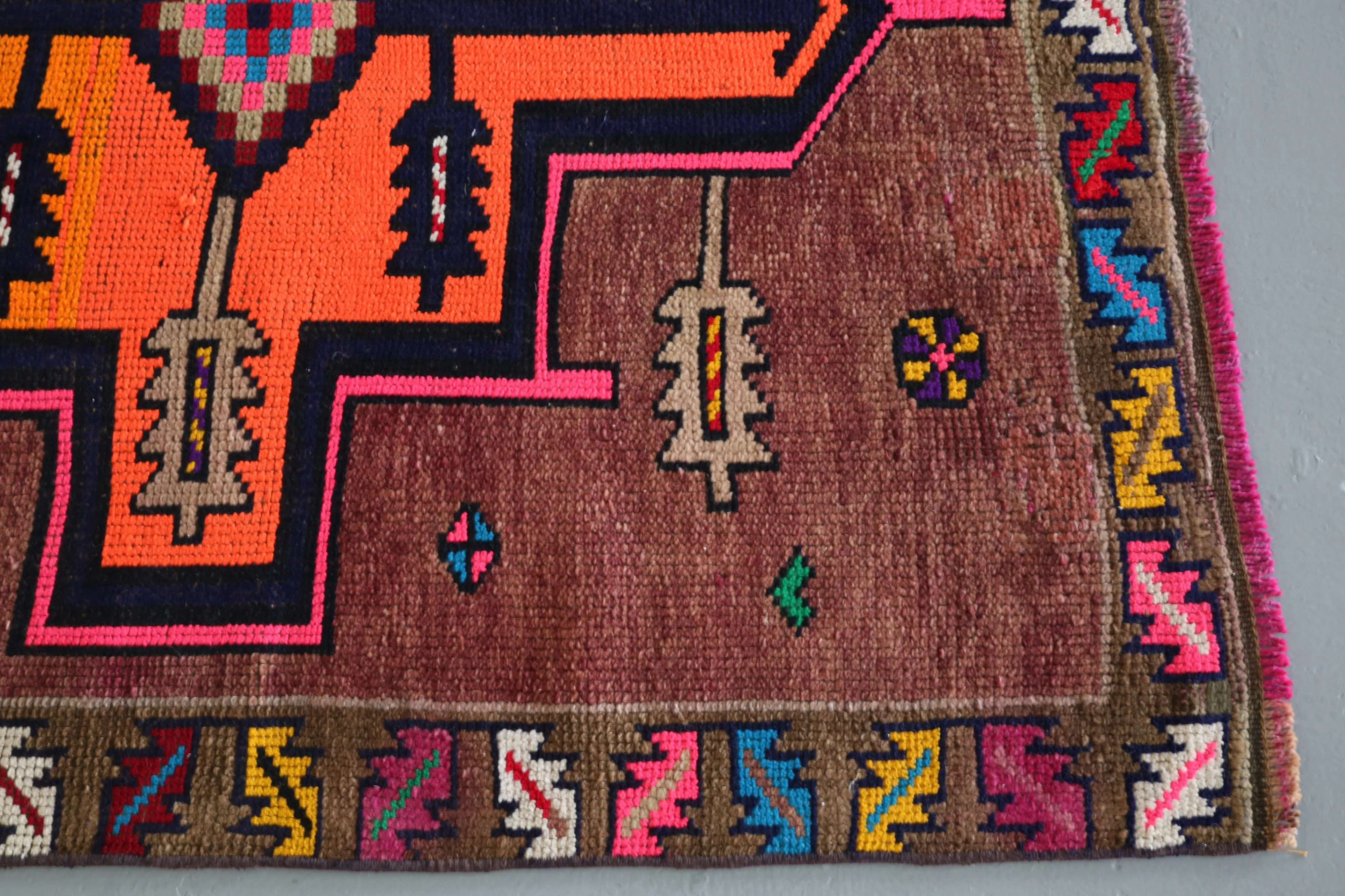 Old Kurdish Herki Runner 3ftx10.6ft
