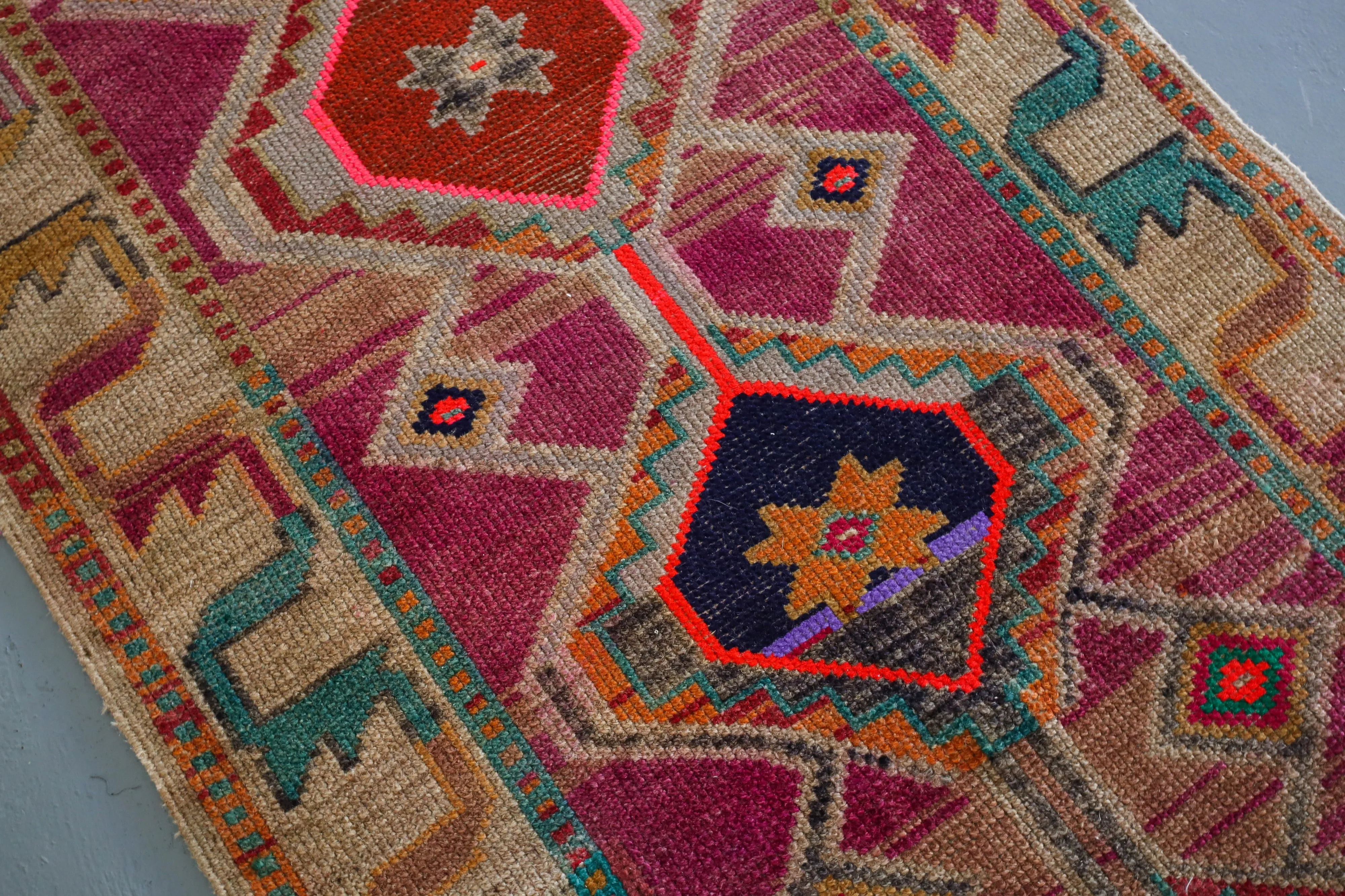 Old Kurdish Herki Runner 3ftx11.4ft