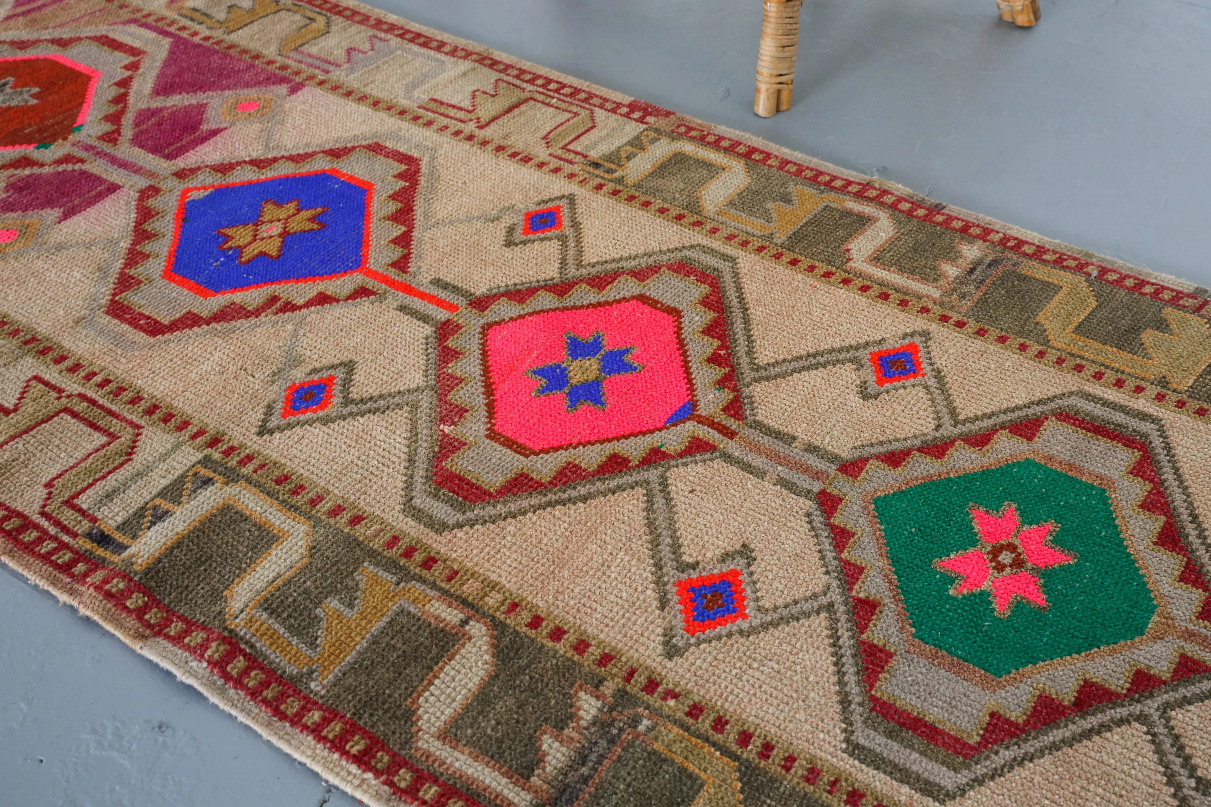 Old Kurdish Herki Runner 3ftx11.4ft