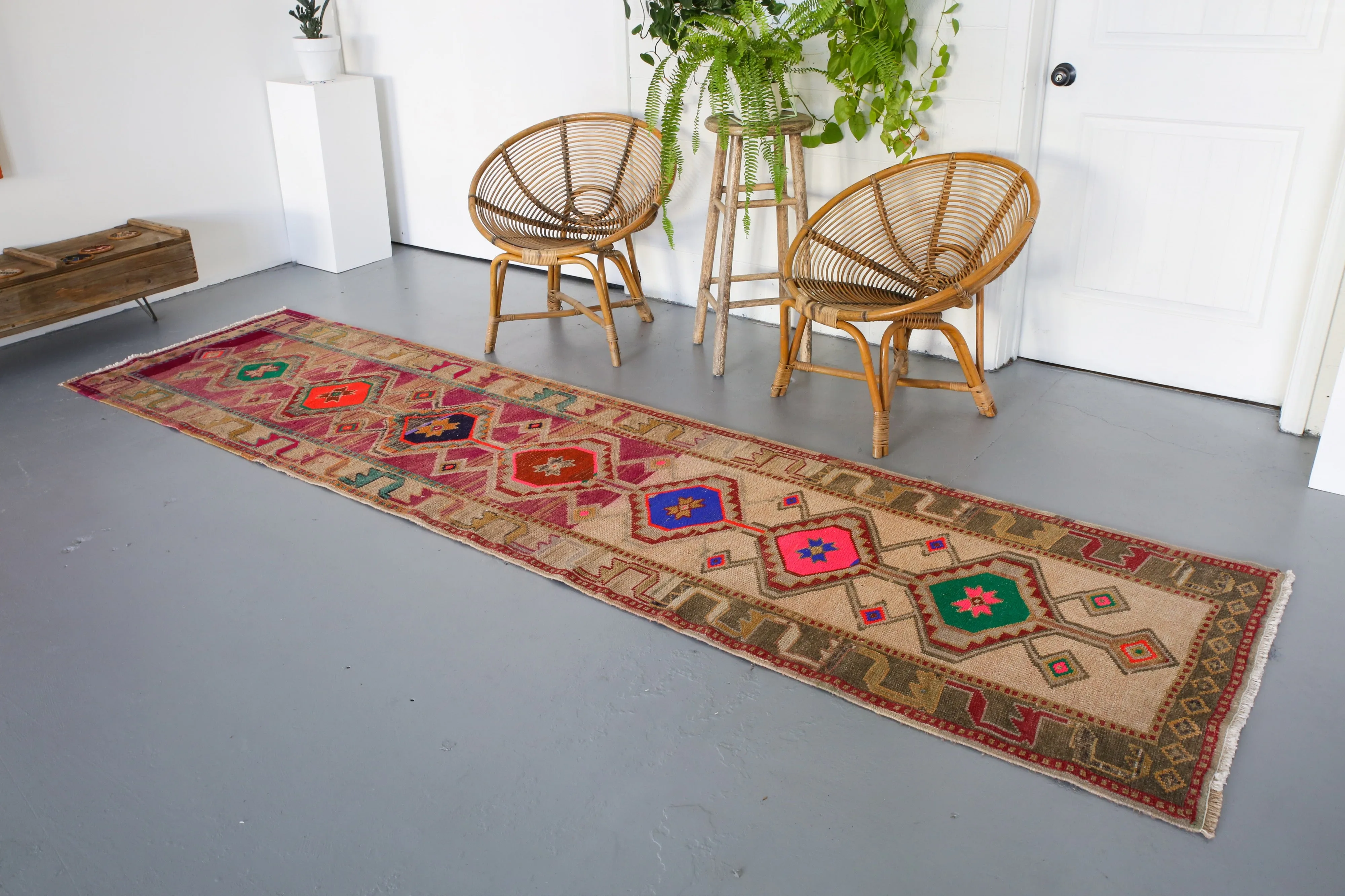 Old Kurdish Herki Runner 3ftx11.4ft