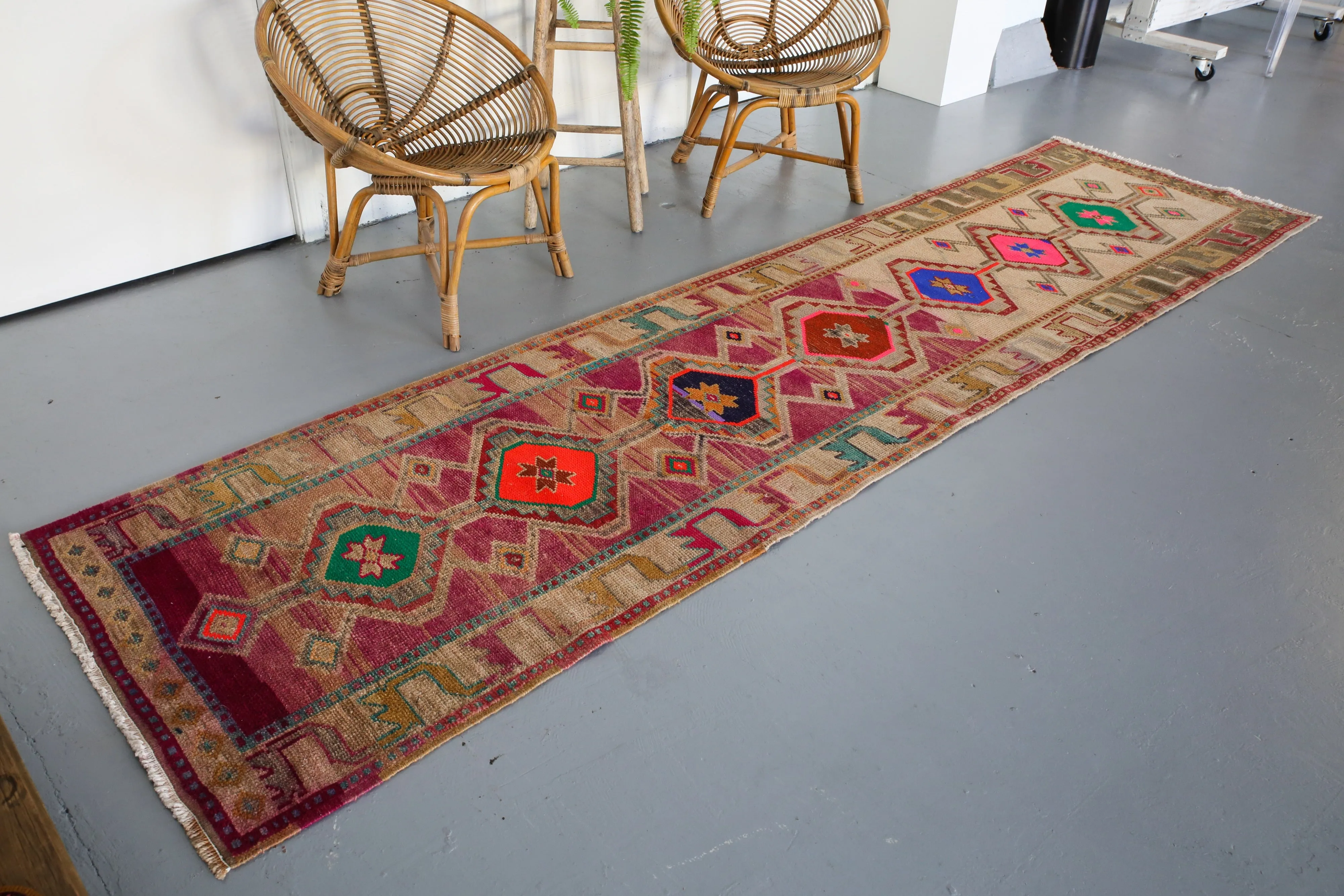 Old Kurdish Herki Runner 3ftx11.4ft