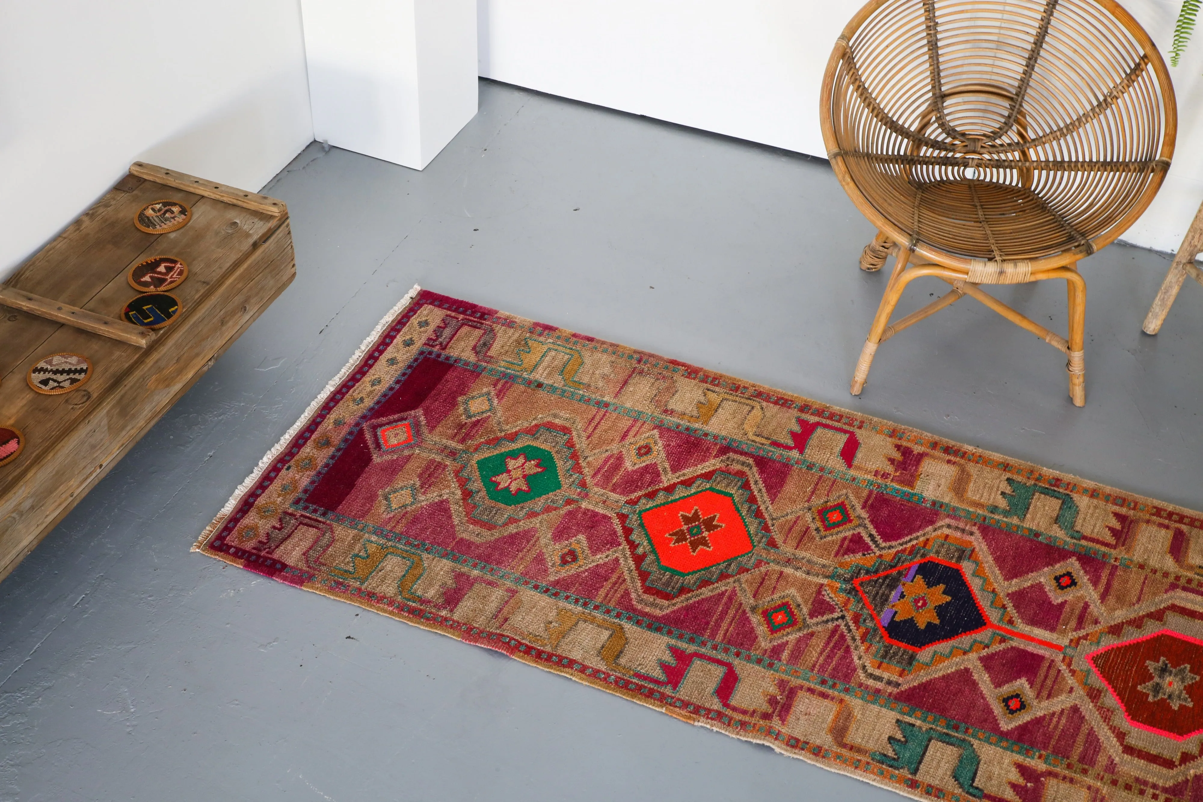 Old Kurdish Herki Runner 3ftx11.4ft