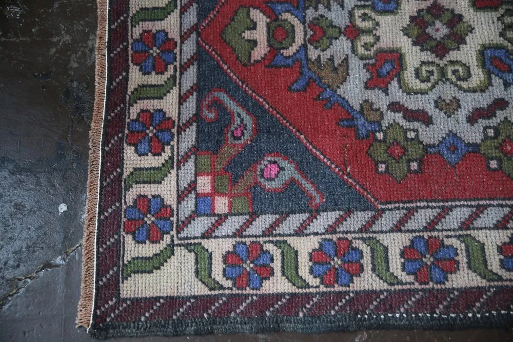 Old Turkish Faded Anatolian Runner Rug 3.3ftx9.10ft
