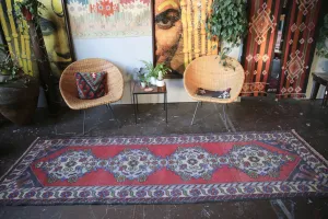 Old Turkish Faded Anatolian Runner Rug 3.3ftx9.10ft