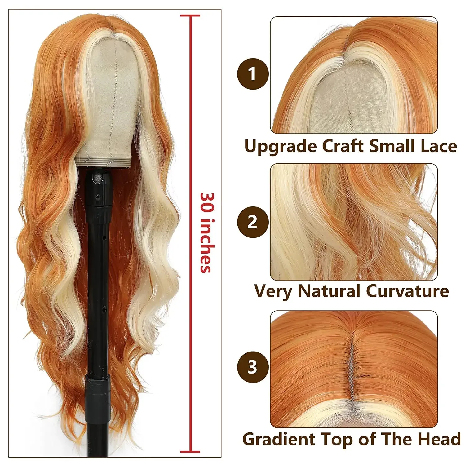 Orange Blonde Highlight Full Lace Wig for Women
