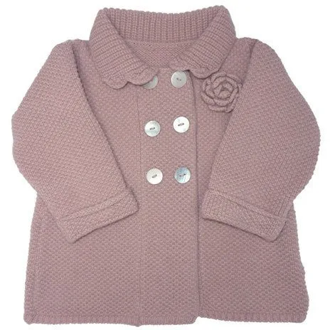 Organic Merino Wool Knitted Coatigan (Dusty Pink)