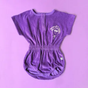Organic Terry Towel Romper Purple