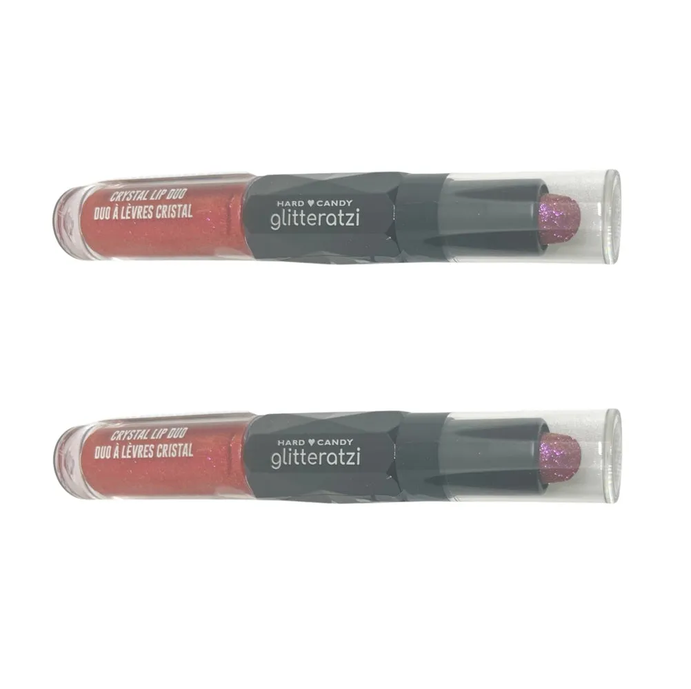 Pack of 2 Hard Candy Glitteratzi Crystal Lip Duo,  Crushed Crimson 1694