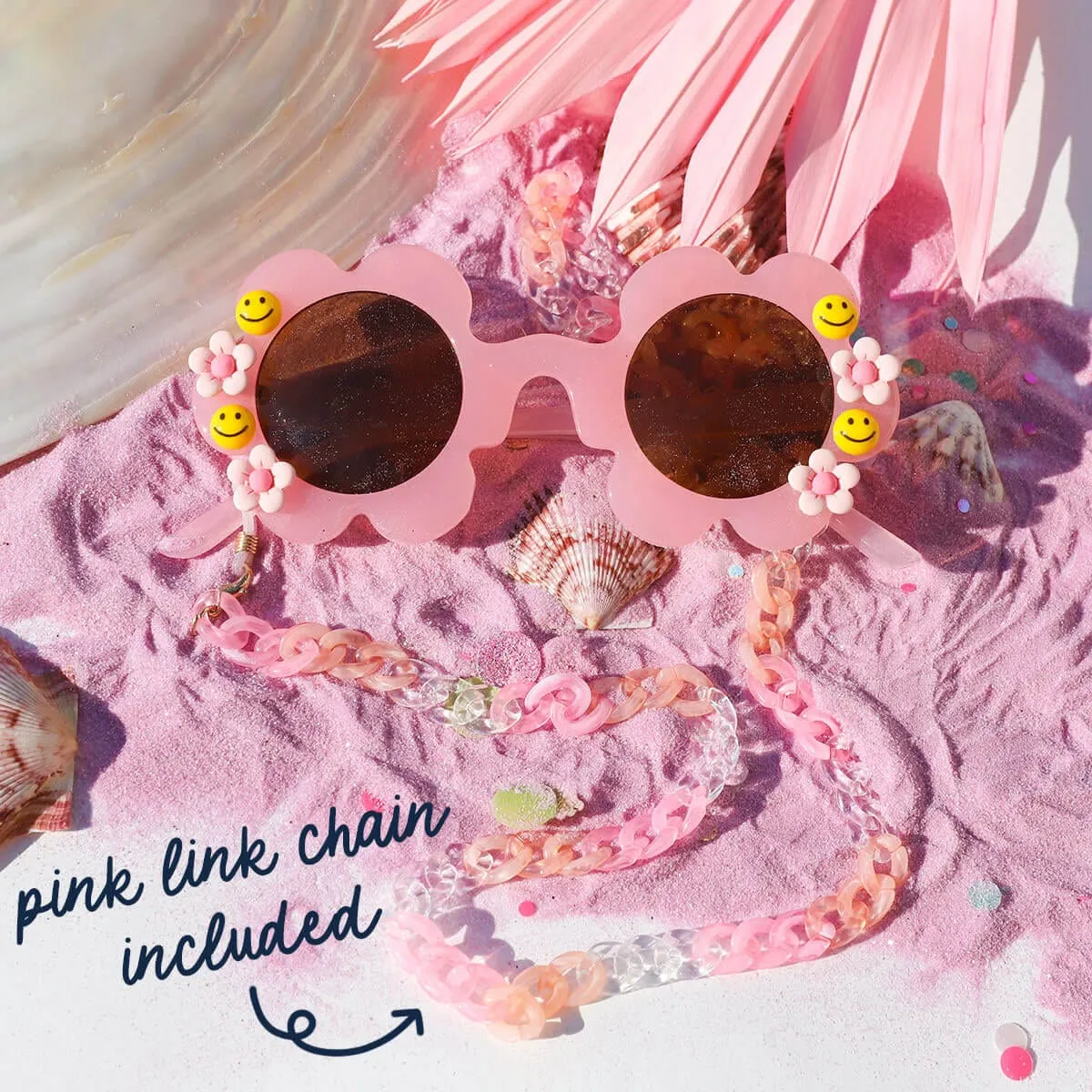 Packed Party Smiles For Miles Sunglasses & Chain