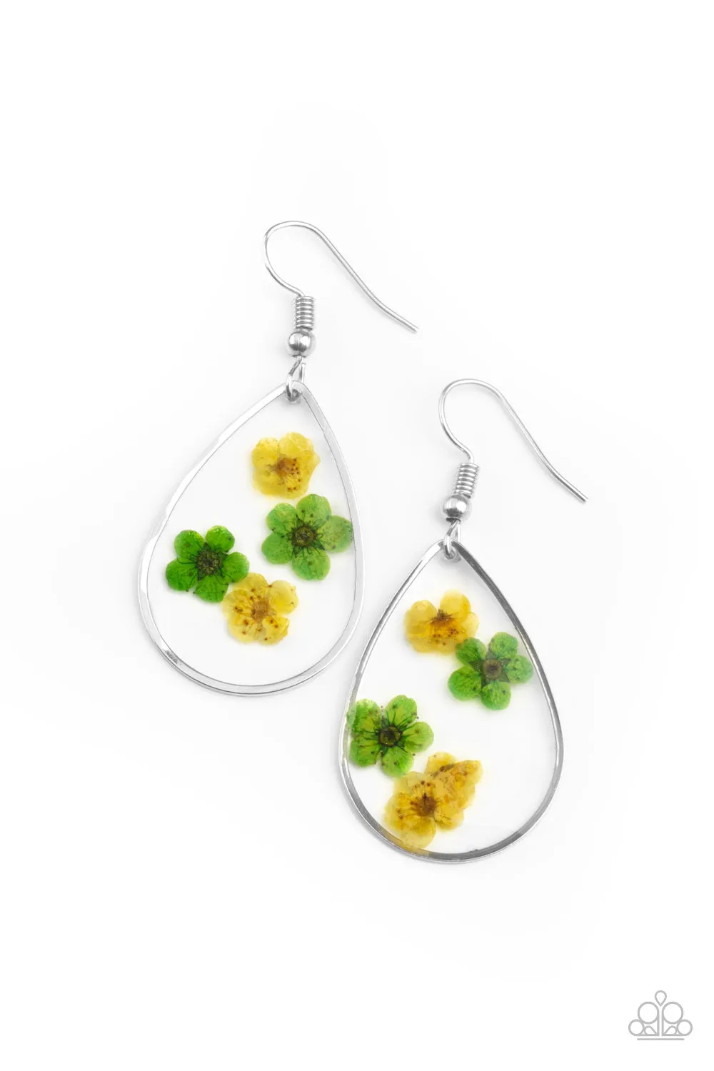 Paparazzi Perennial Prairie - Yellow and Green Flower Earrings
