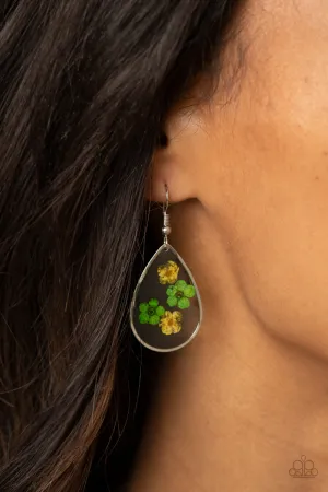 Paparazzi Perennial Prairie - Yellow and Green Flower Earrings